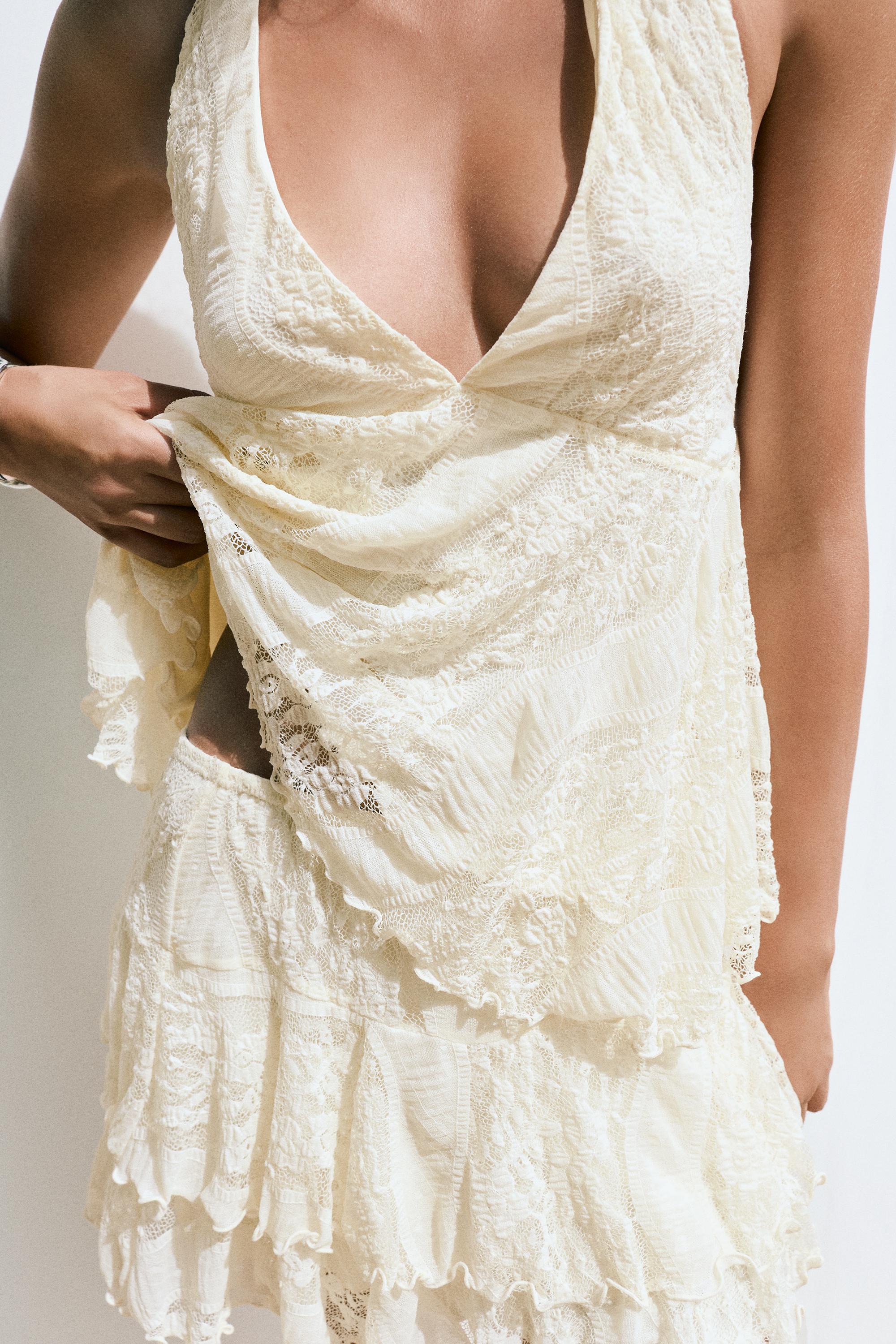 Lace halter top — Ecru