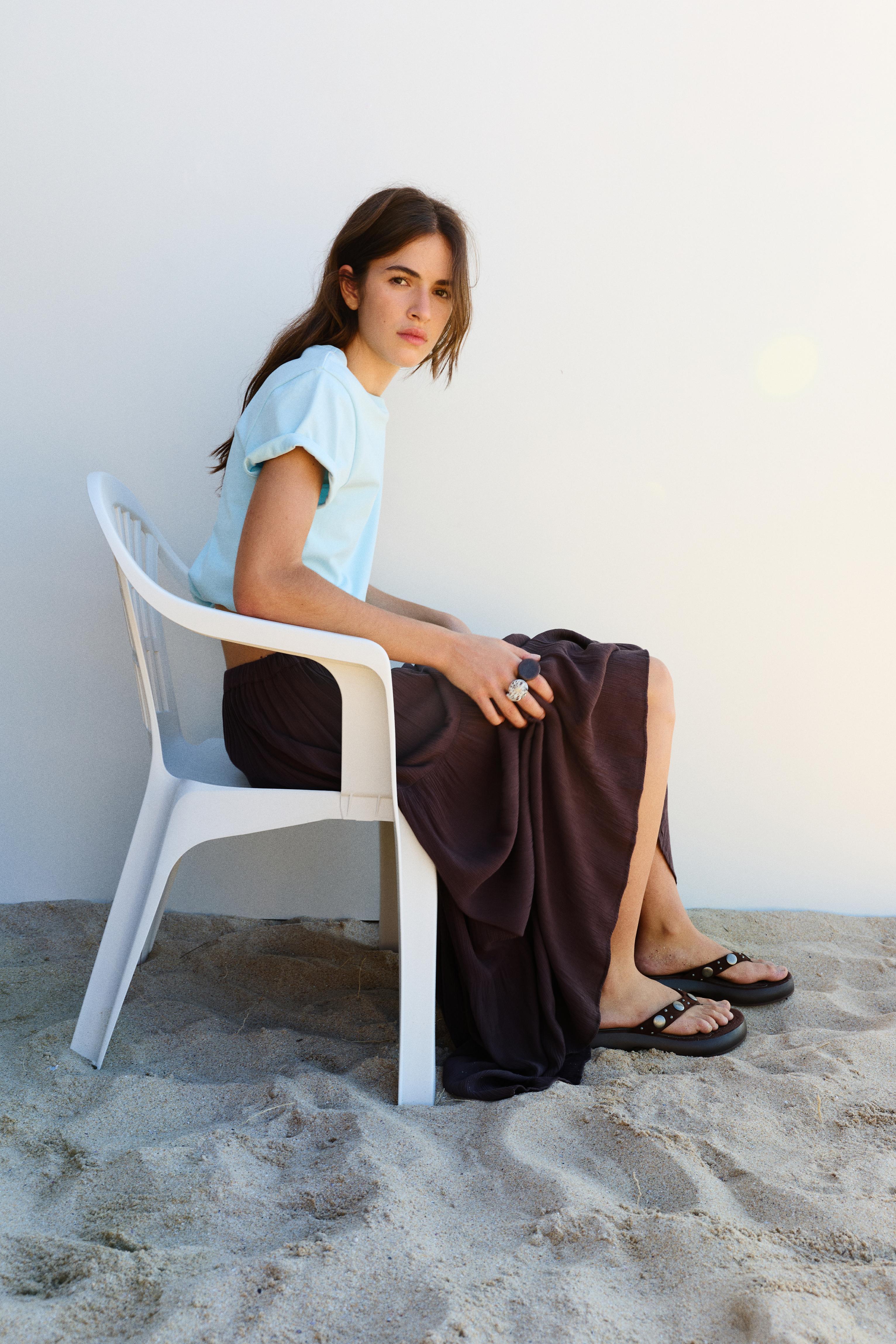 Flowy paneled midi skirt — Brown
