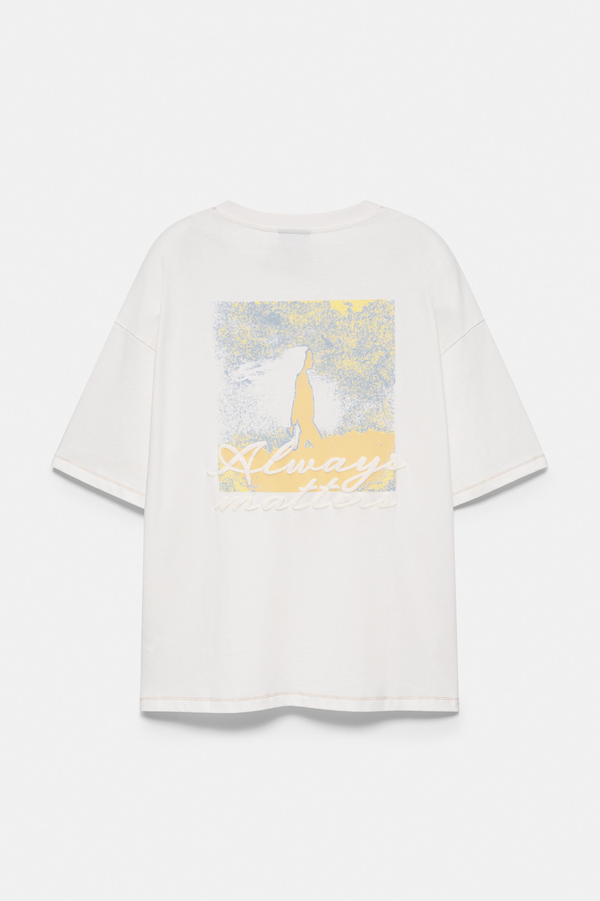Embroidered graphic T-shirt — Ecru