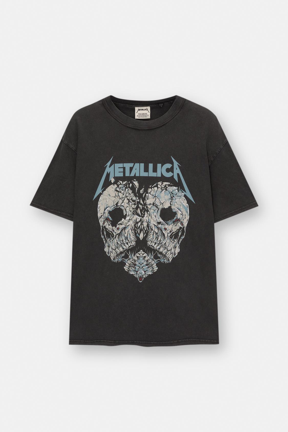 Camiseta Metallica Pull And Bear Camiseta Hombreras Camiseta Lila