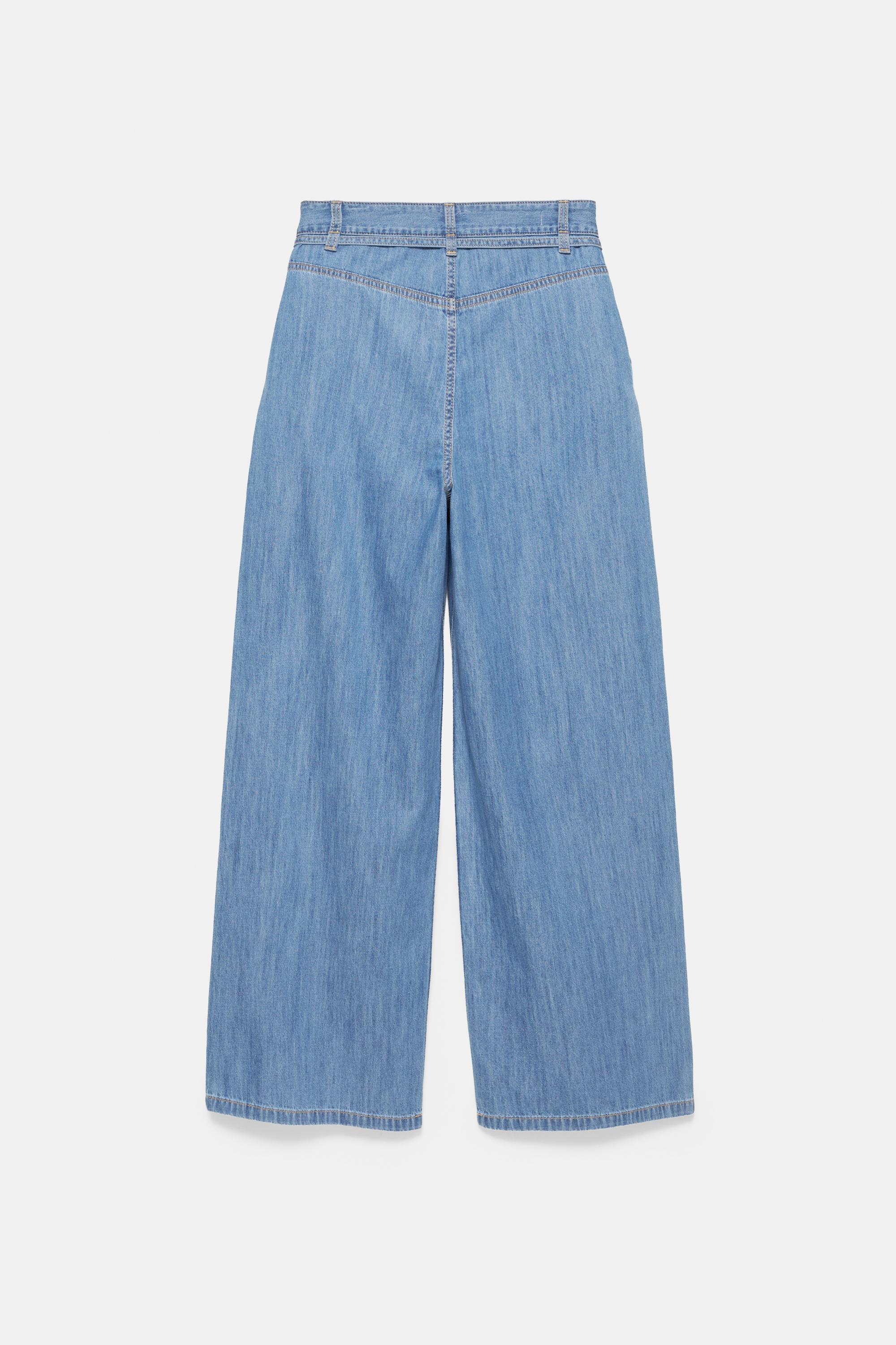 Wide-leg drawstring jeans — Pale blue