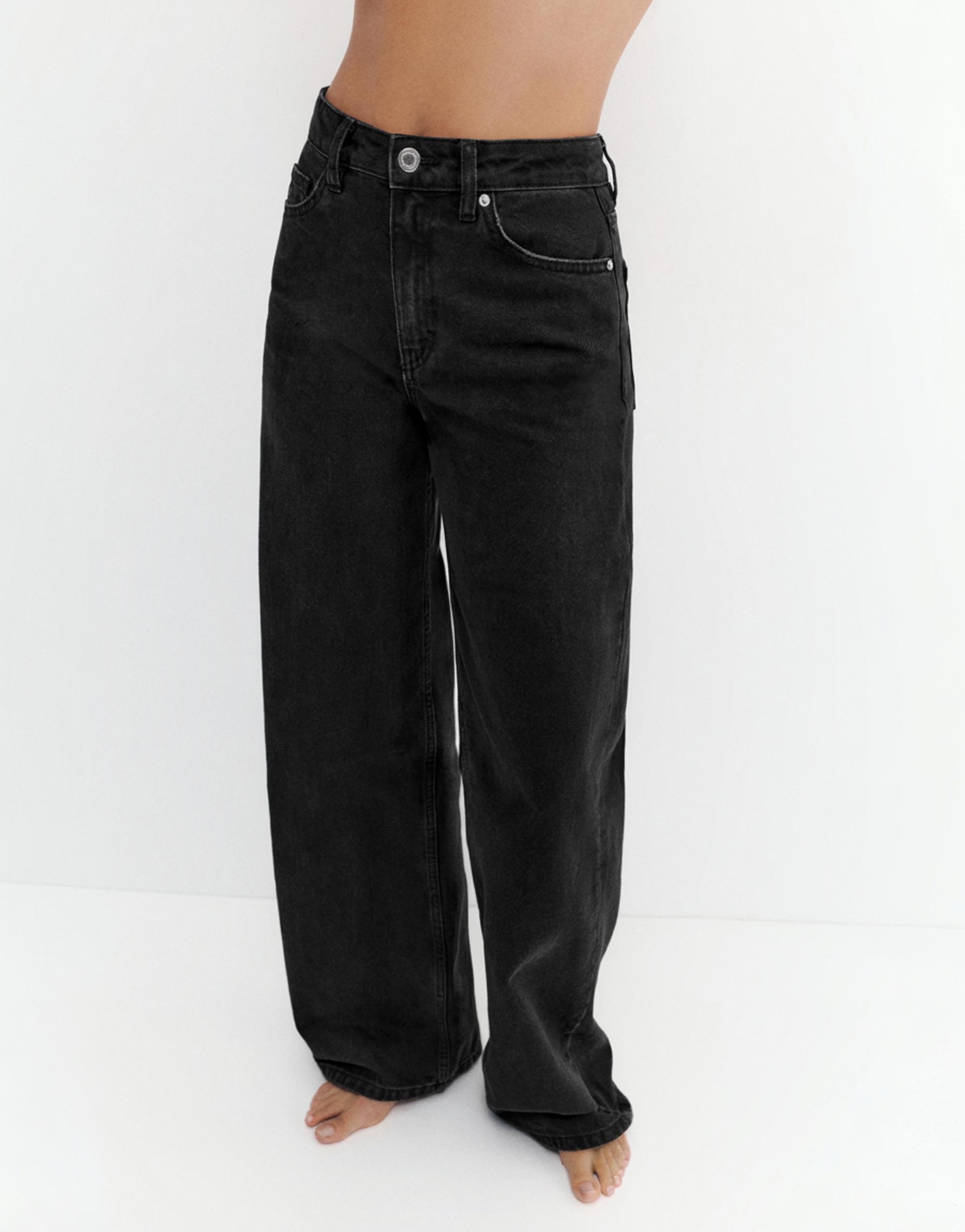 High-waist wide-leg jeans — Black