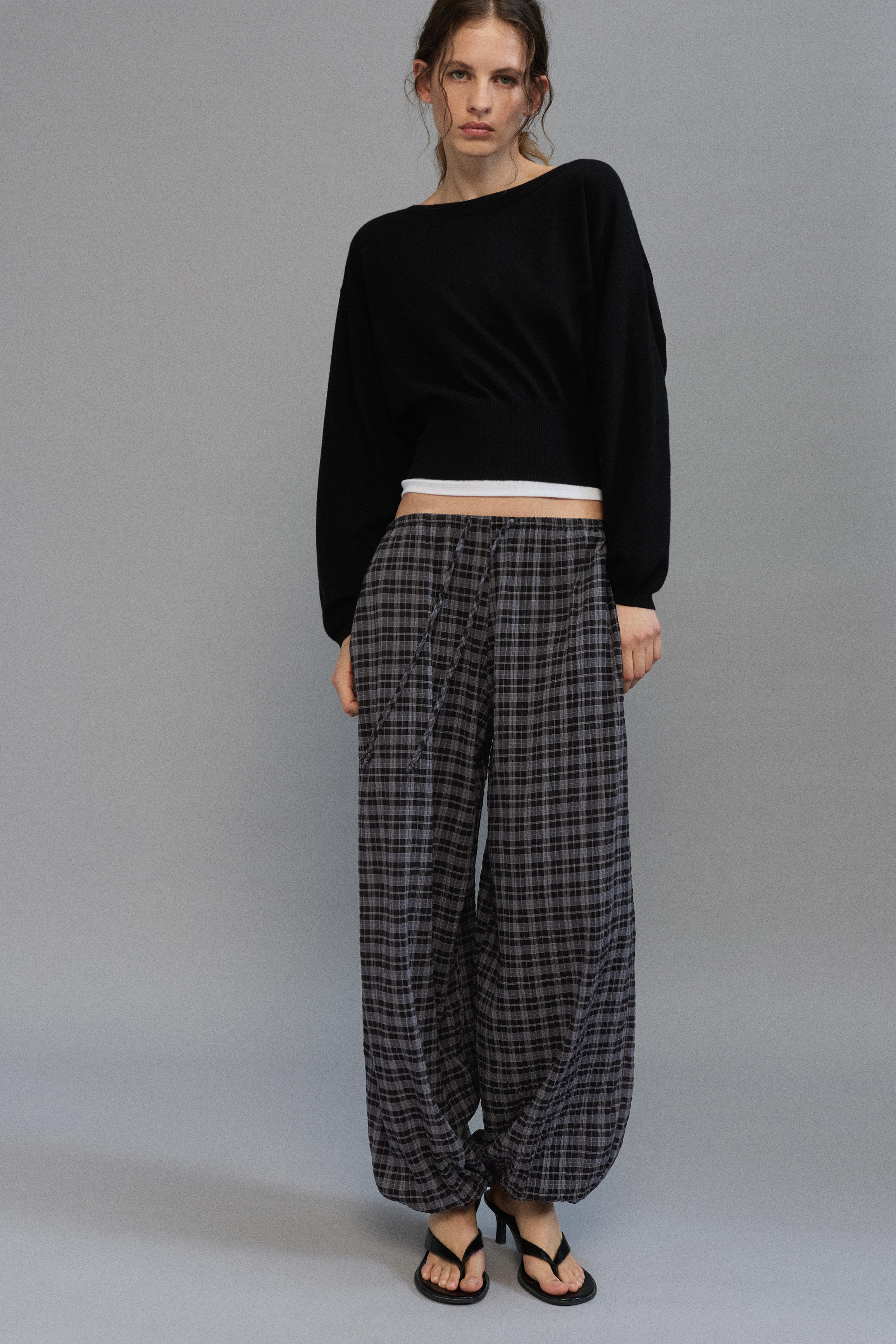 Check sarouel trousers — Anthracite grey