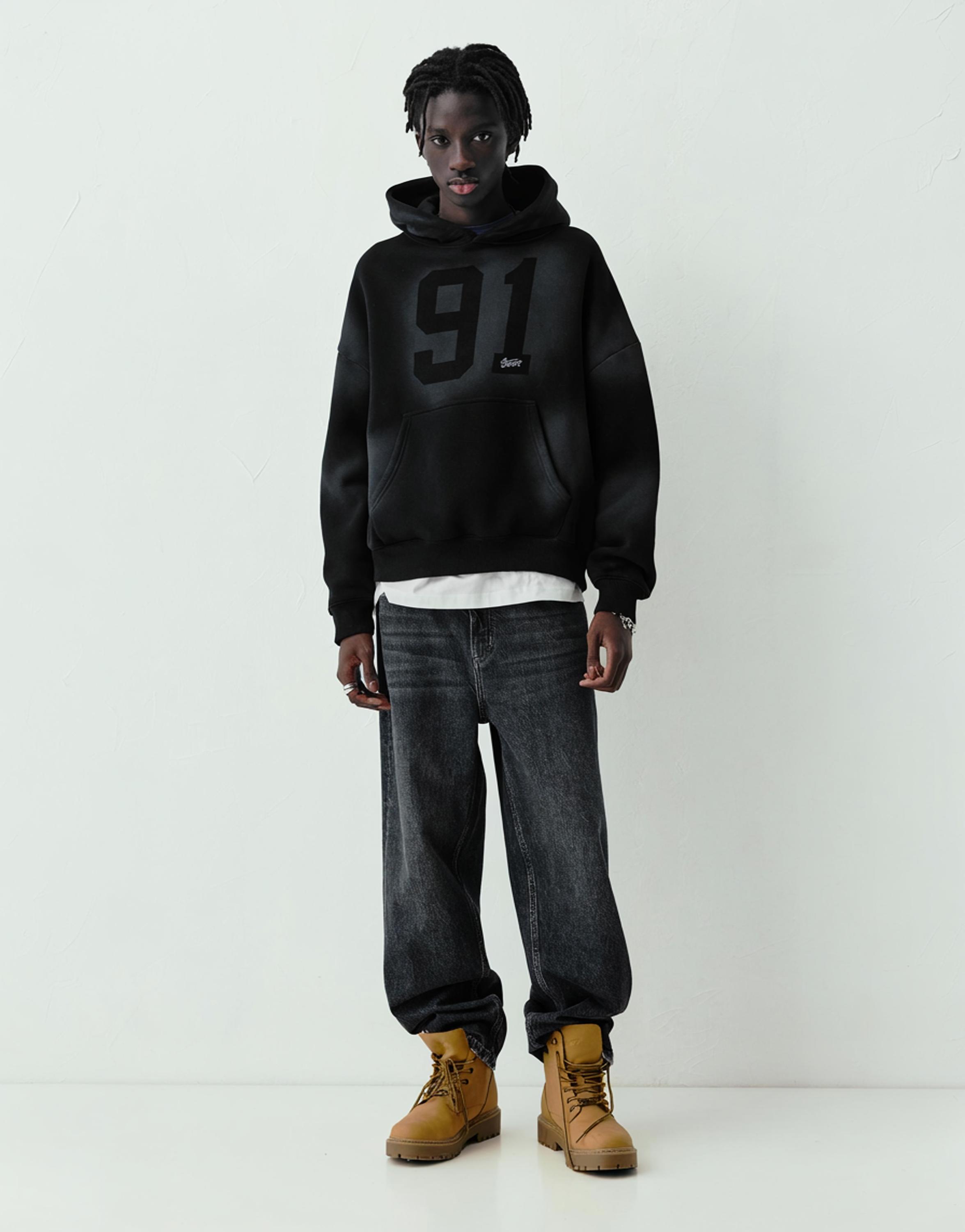 Siyah kapüşonlu sweatshirt STWD 91 - Görsel 35