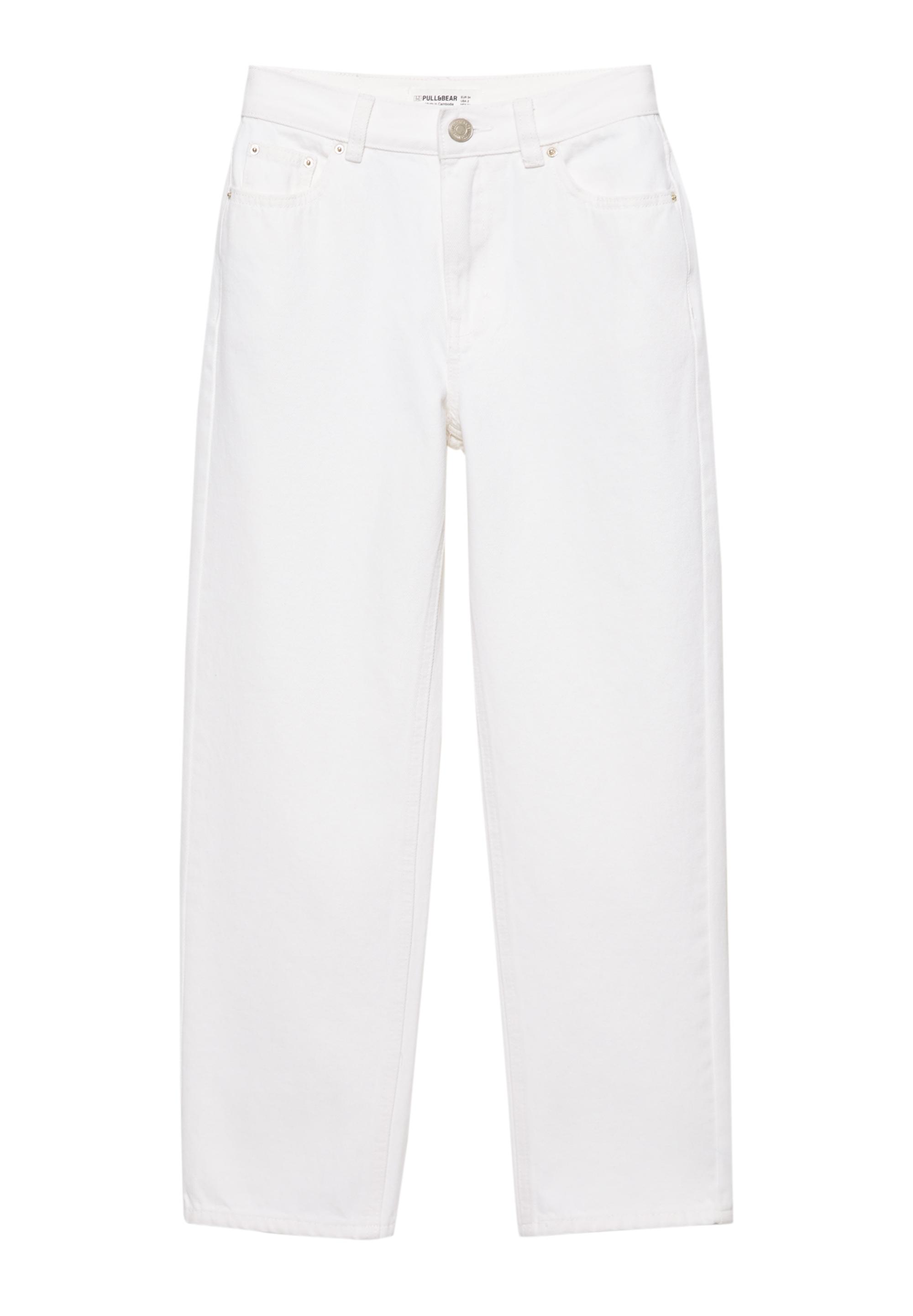 High-waist mom jeans — Bright white