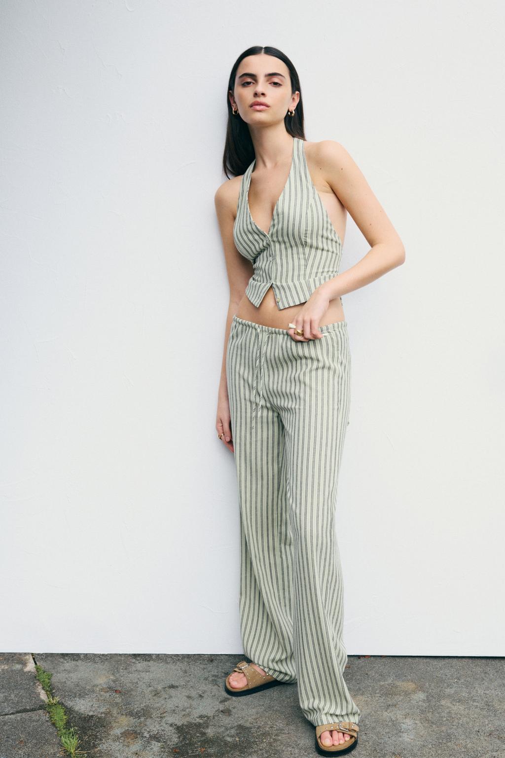 Striped rustic trousers pull&bear