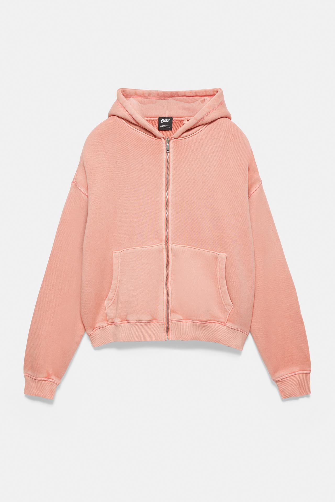 Hoodie with zip fastening — Coral