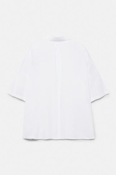 Short sleeve linen blend shirt — White 7