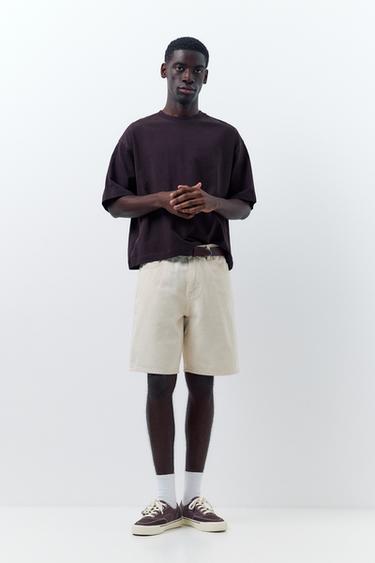 Standard denim Bermuda shorts — Ecru 1