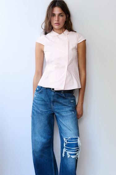 Pink shirt with Peter Pan collar — Pink 1