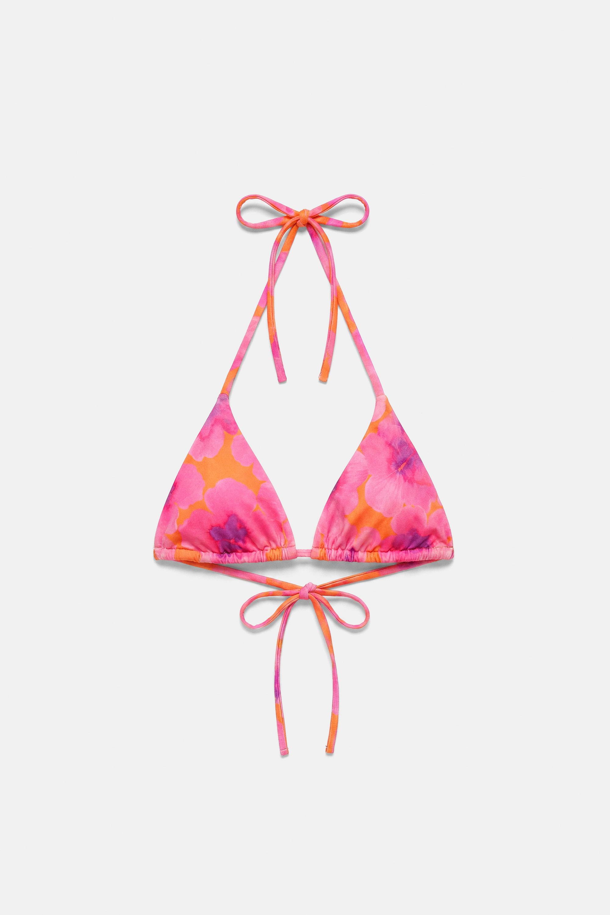 Floral bikini top — Fuchsia