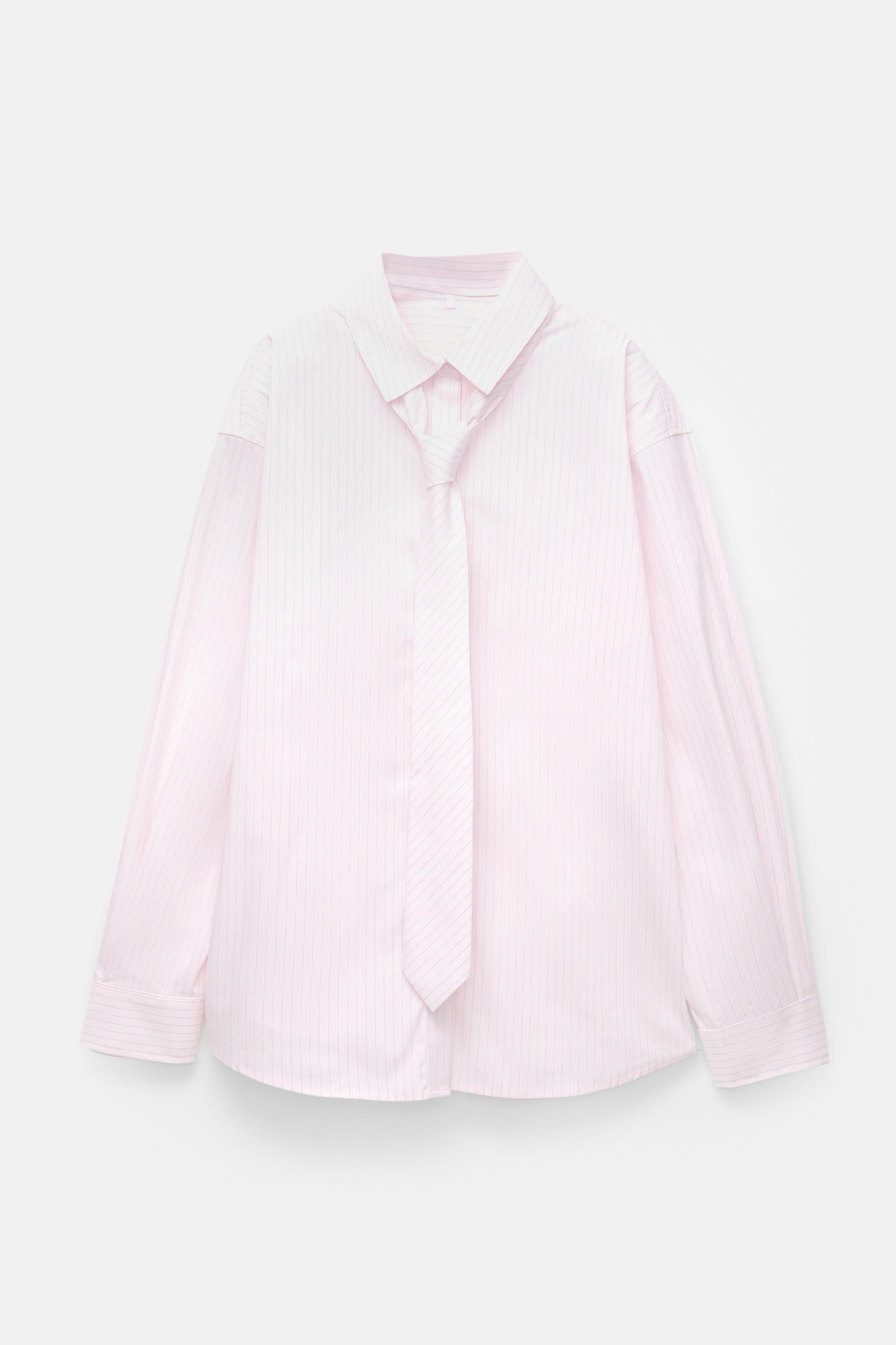 Striped Shirt with Tie - pull&bear