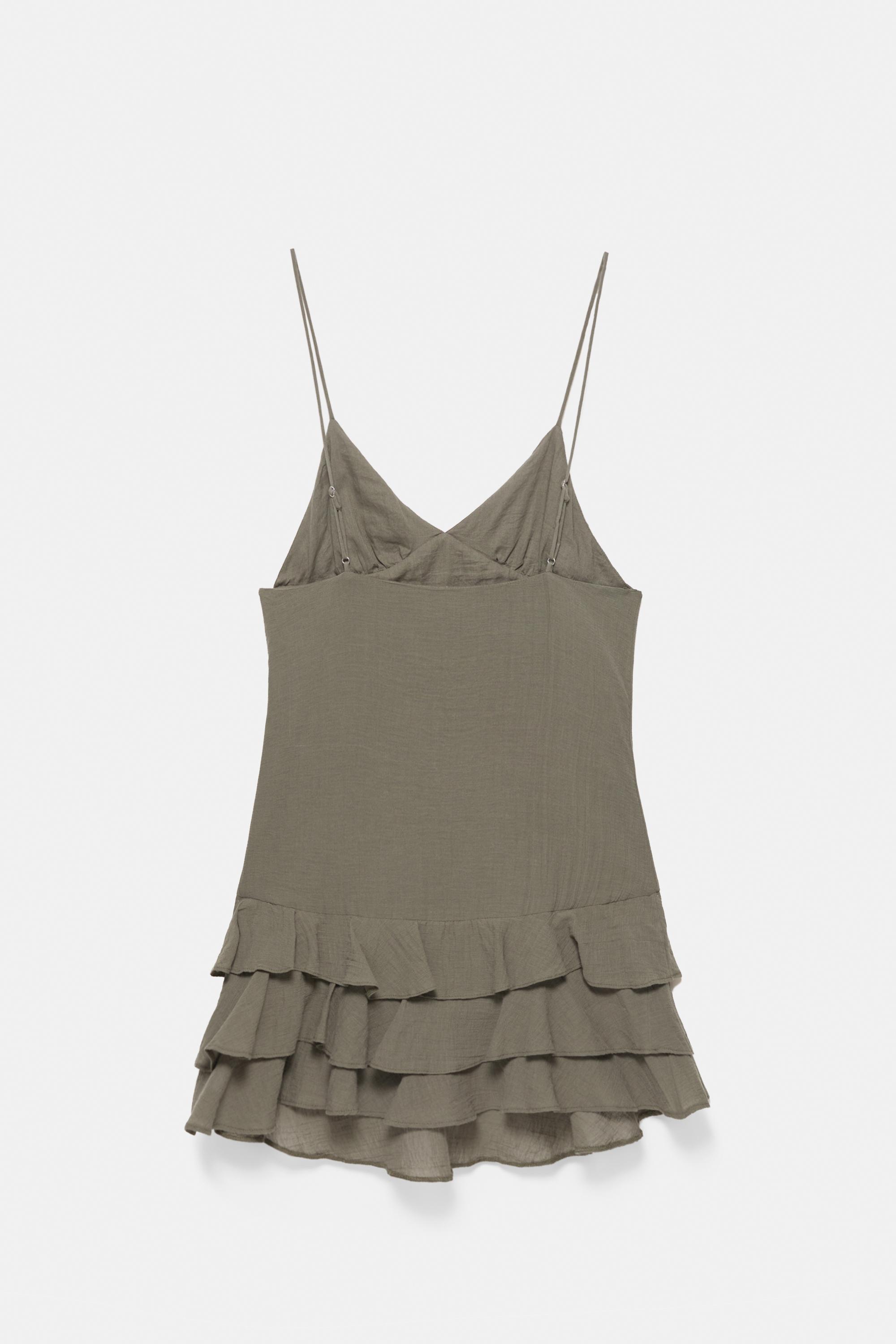 Short strappy button dress — Khaki