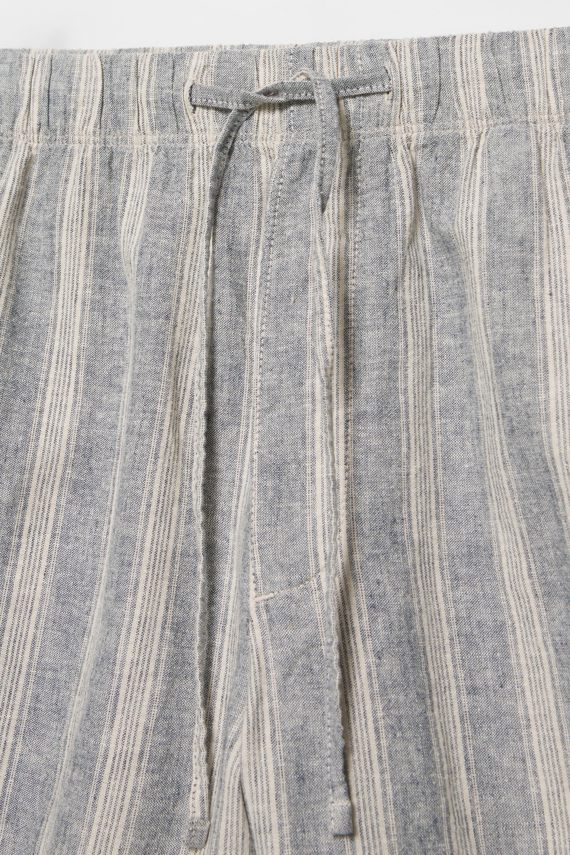 Linen blend Bermuda jogger shorts — Striped
