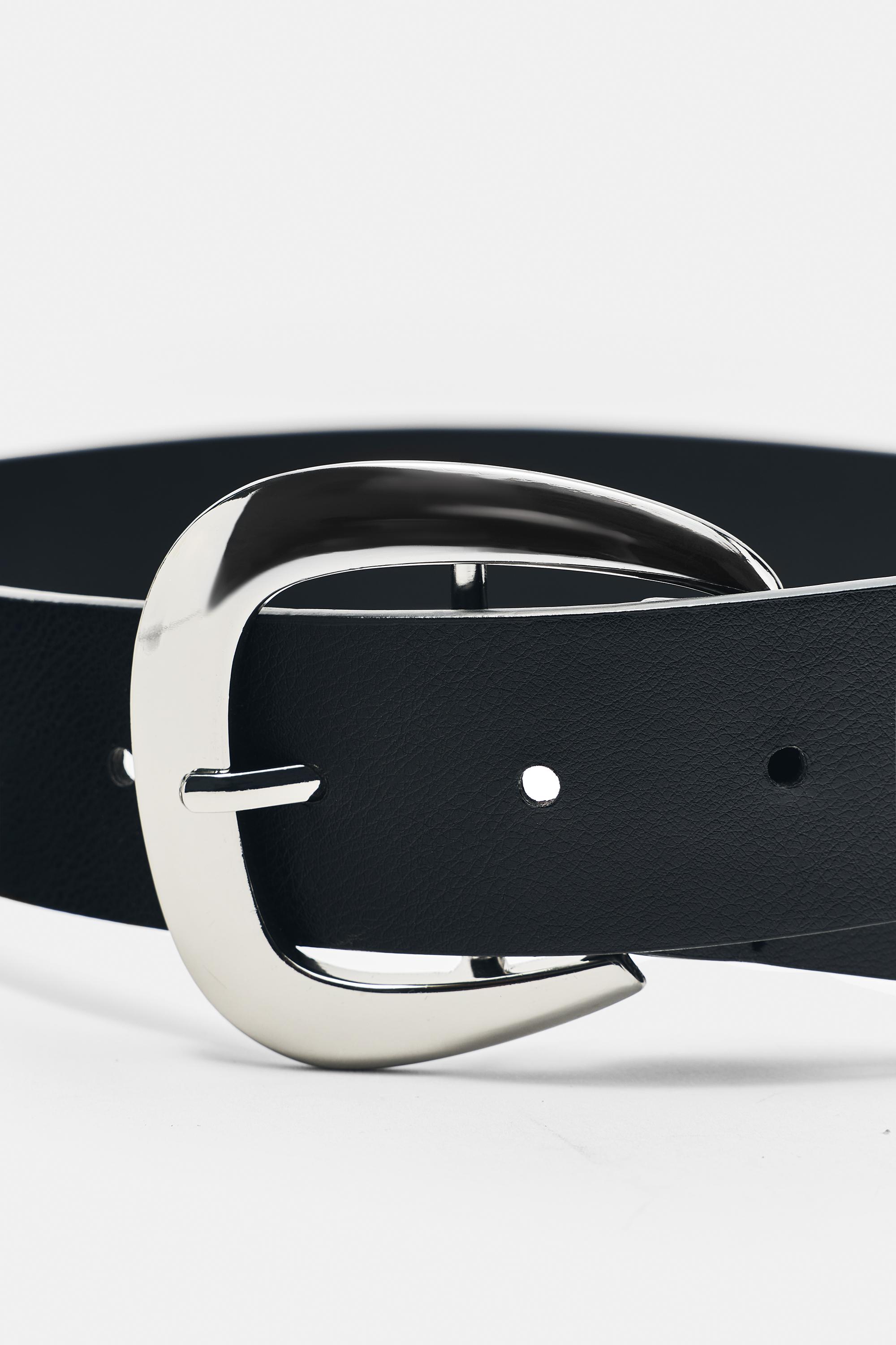 Metallic buckle belt — Black