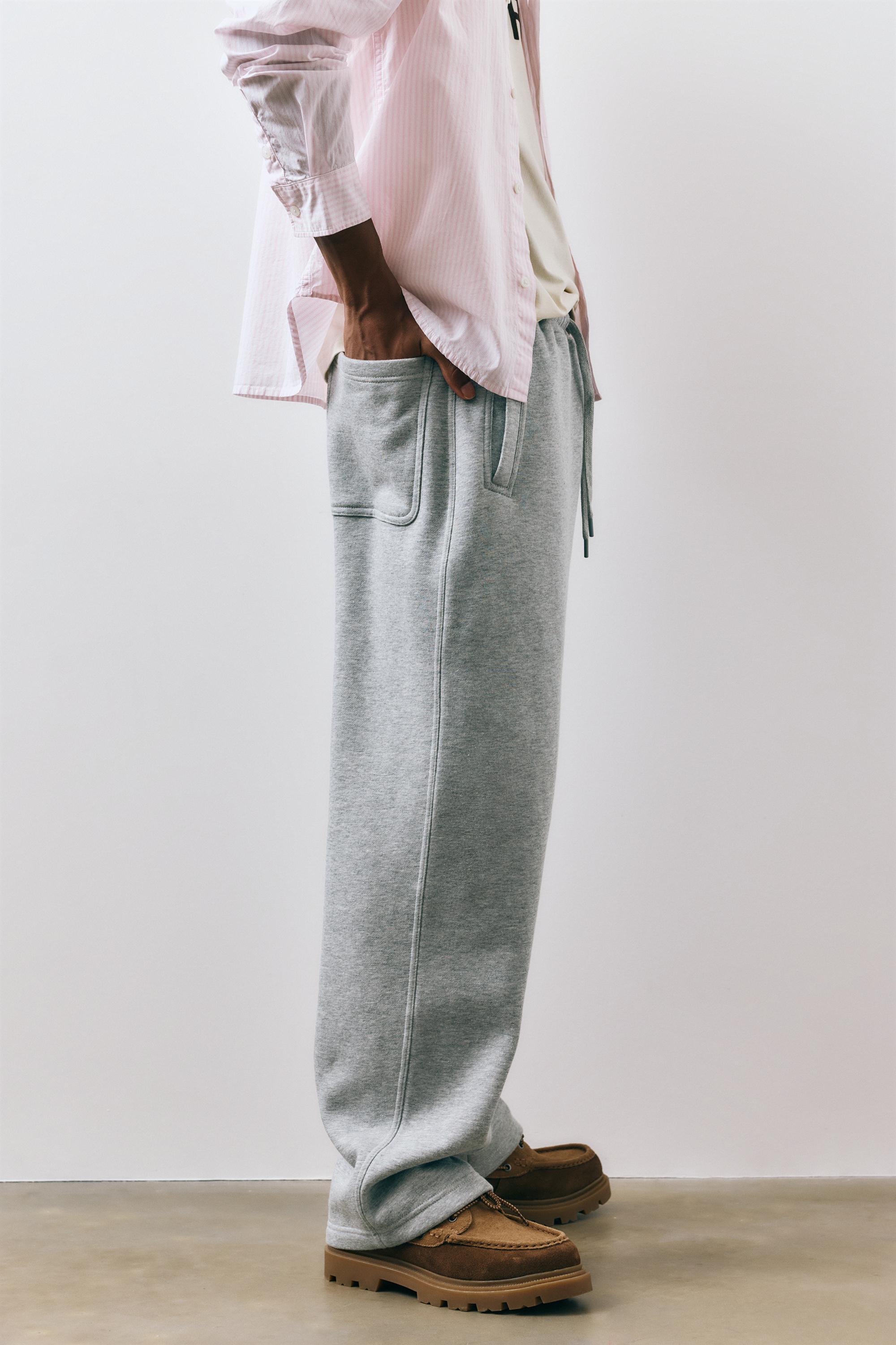 Basic baggy tracksuit bottoms — Grey marl