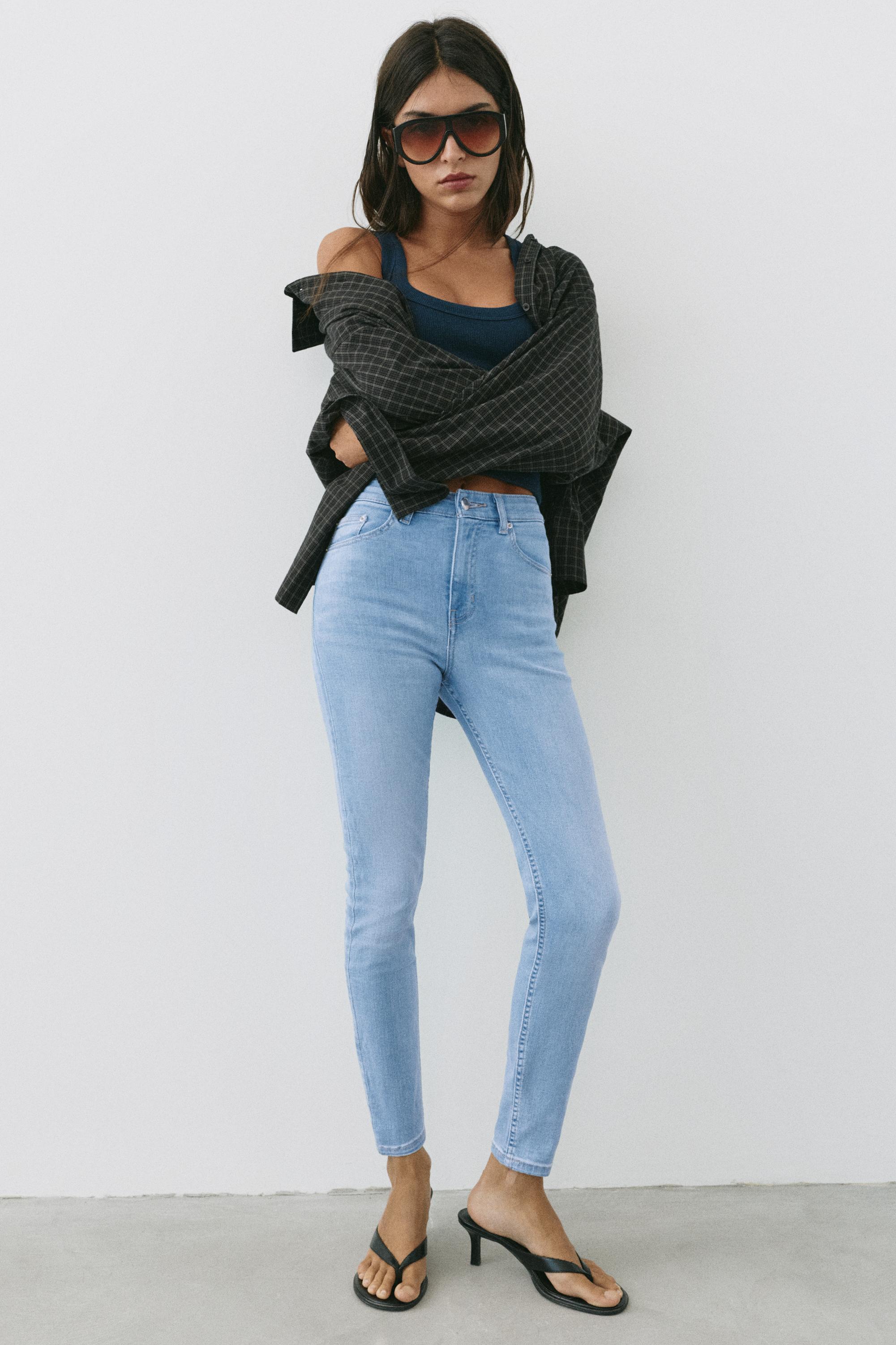 High-waist skinny jeans — Sky blue