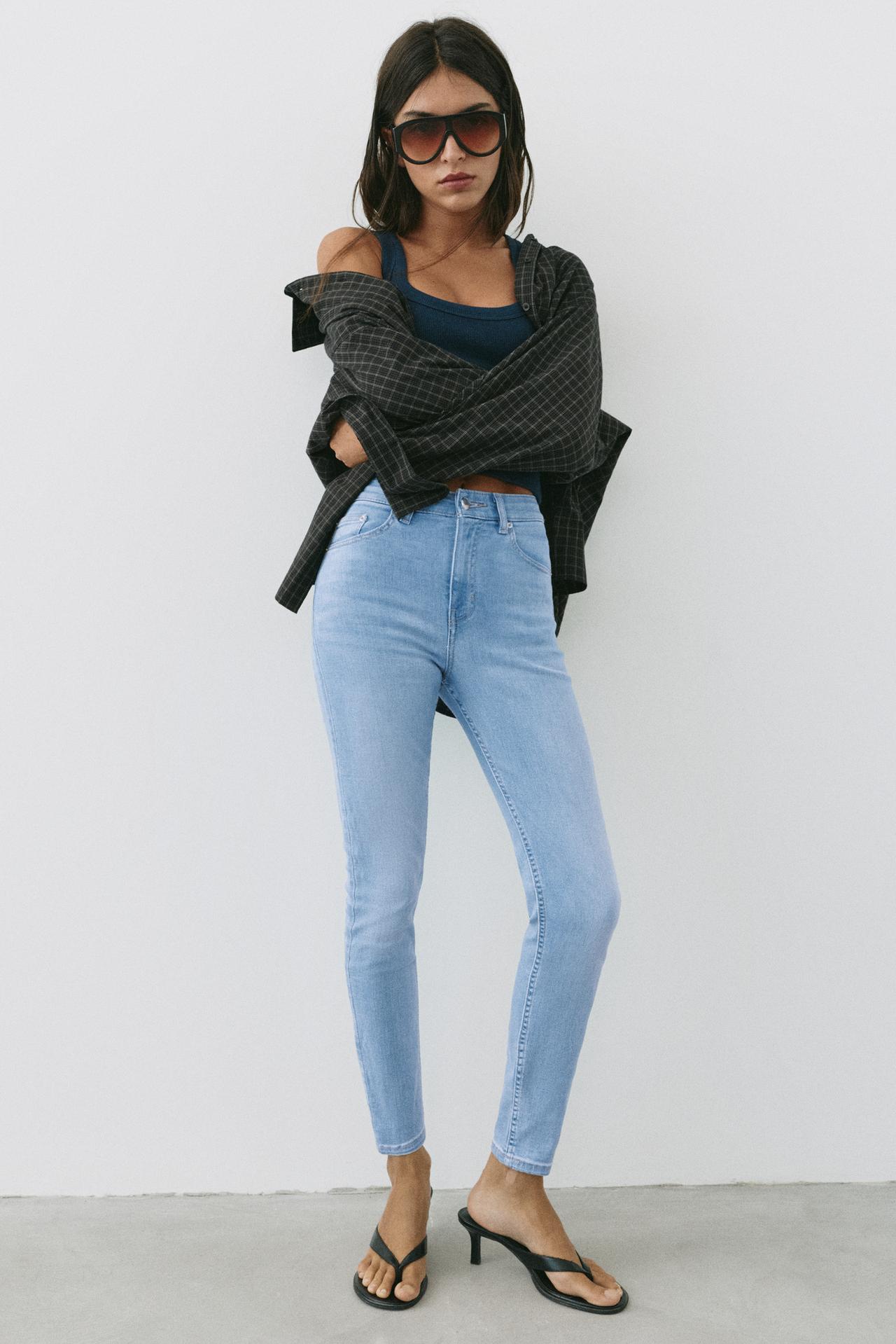 High-waist skinny jeans — Sky blue