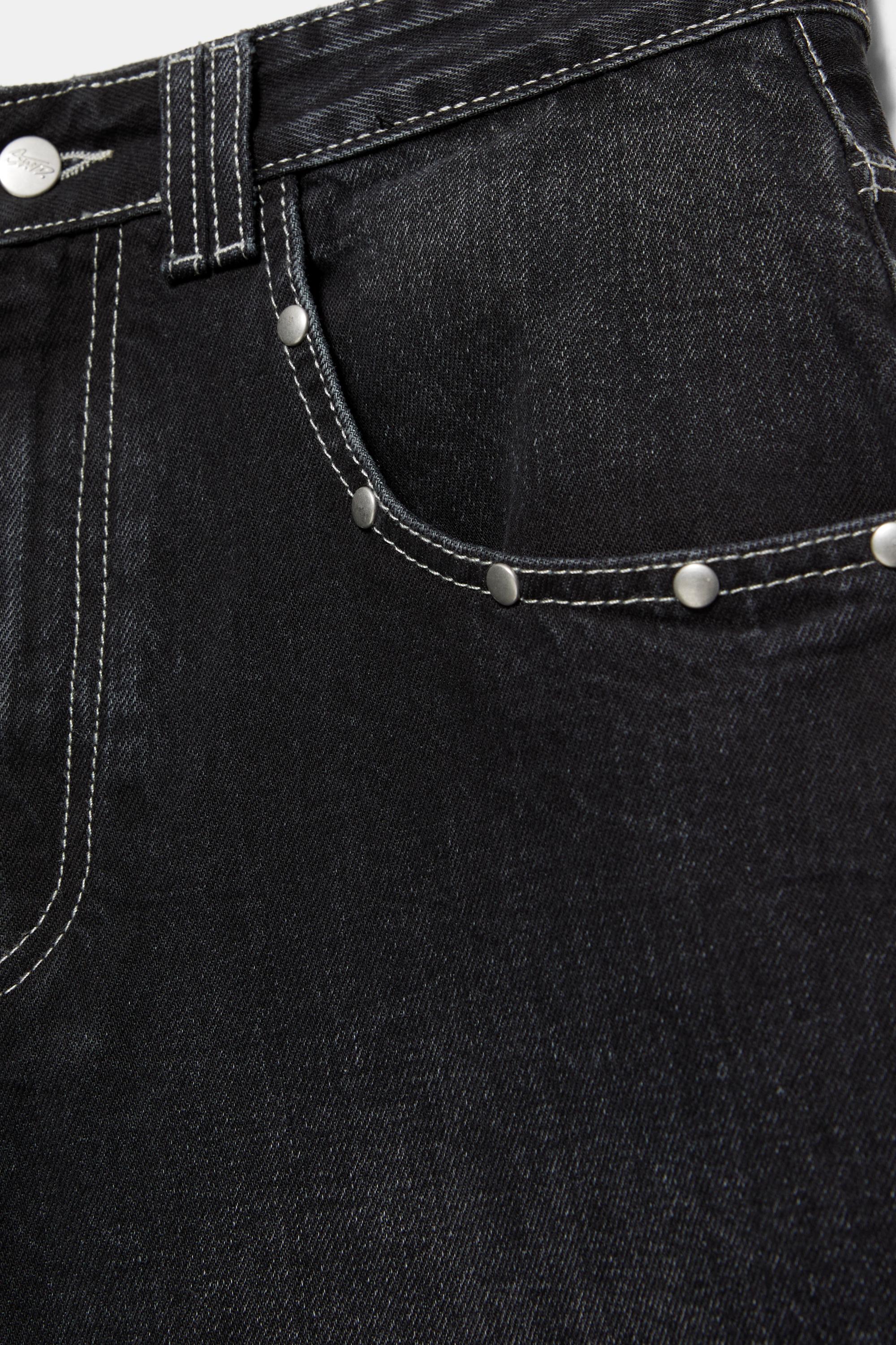 STWD studded jorts — Faded black