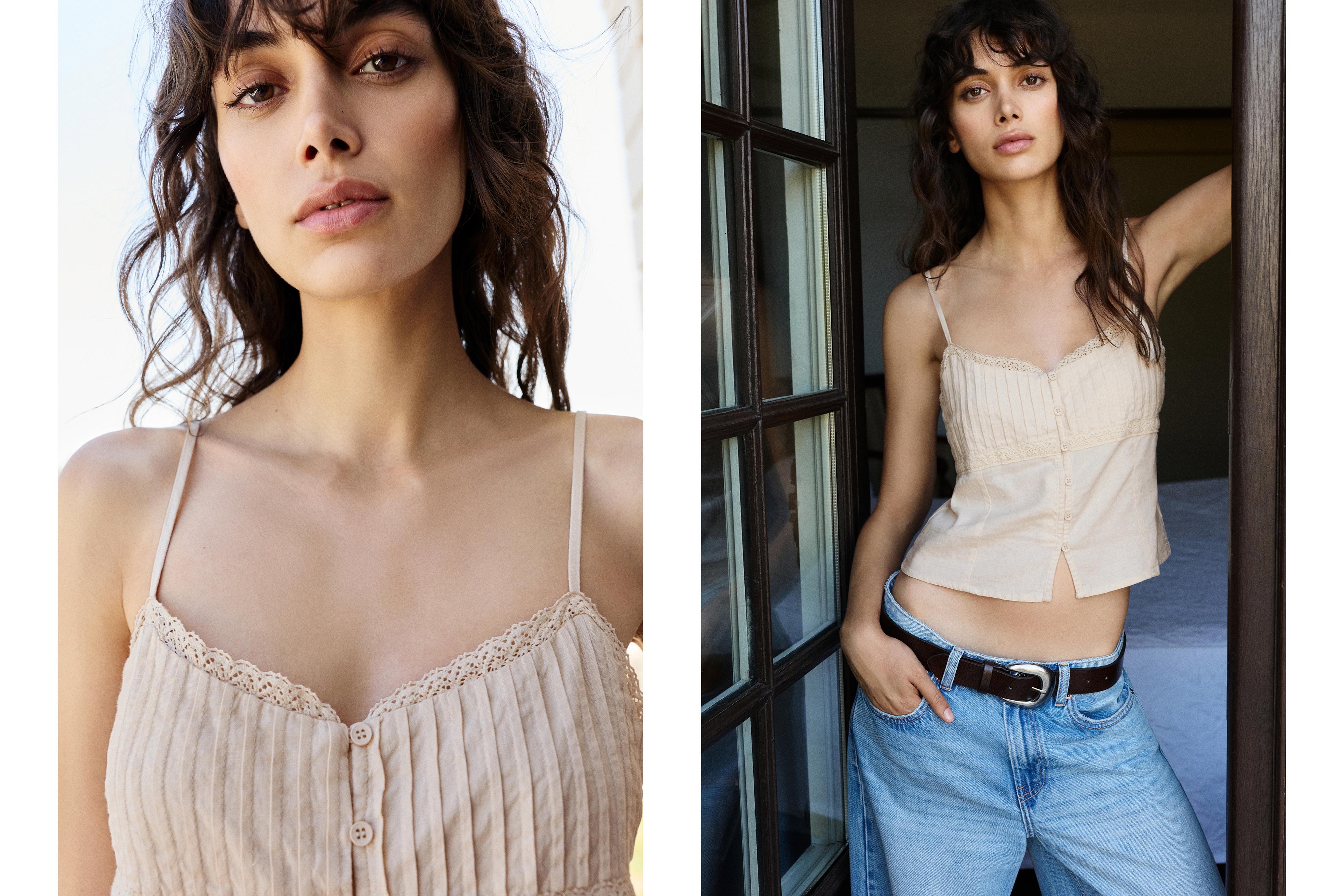 Keten karışımlı askılı slip top - Görsel 21