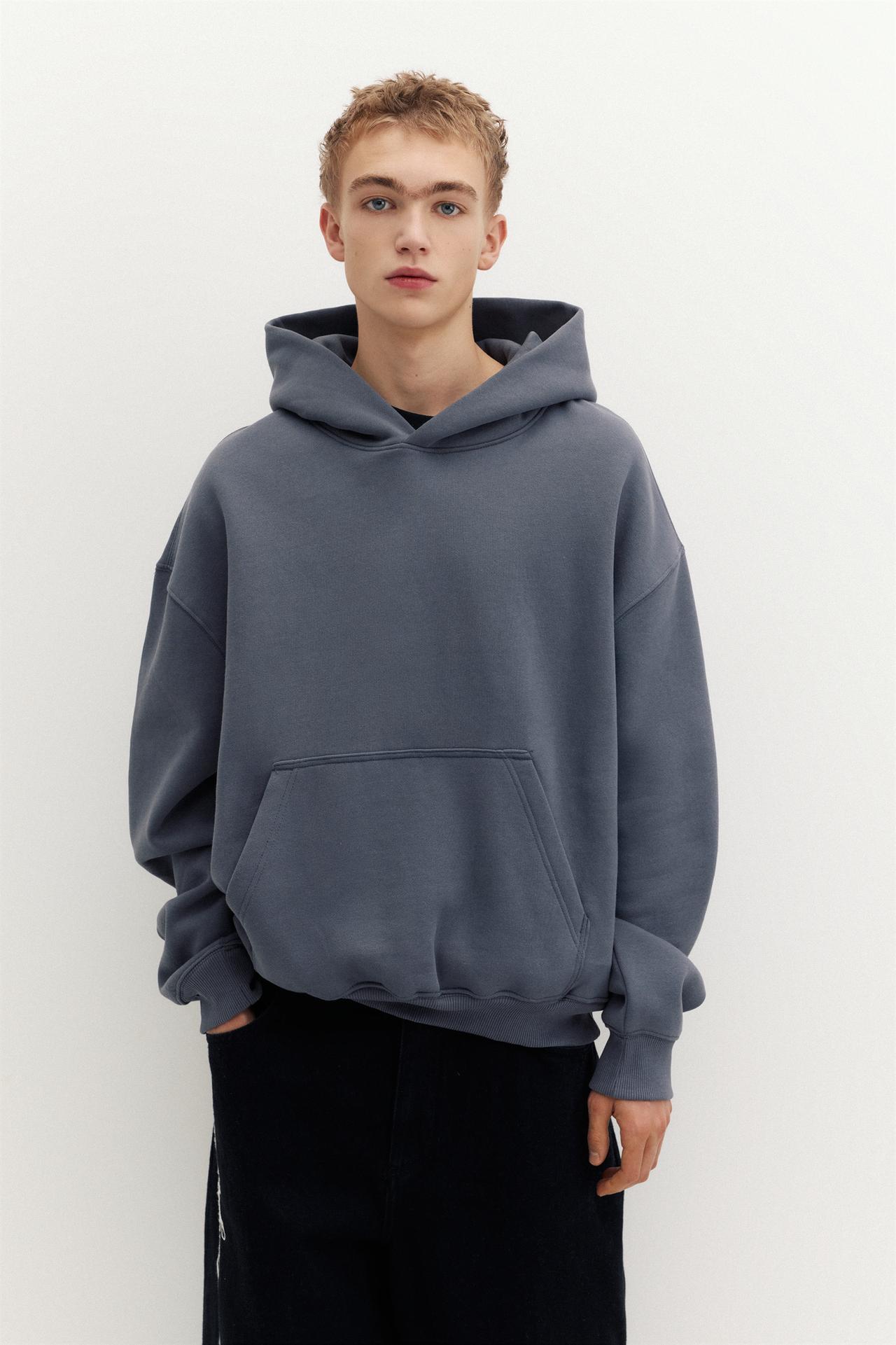 STWD hood sweatshirt — Grey blue