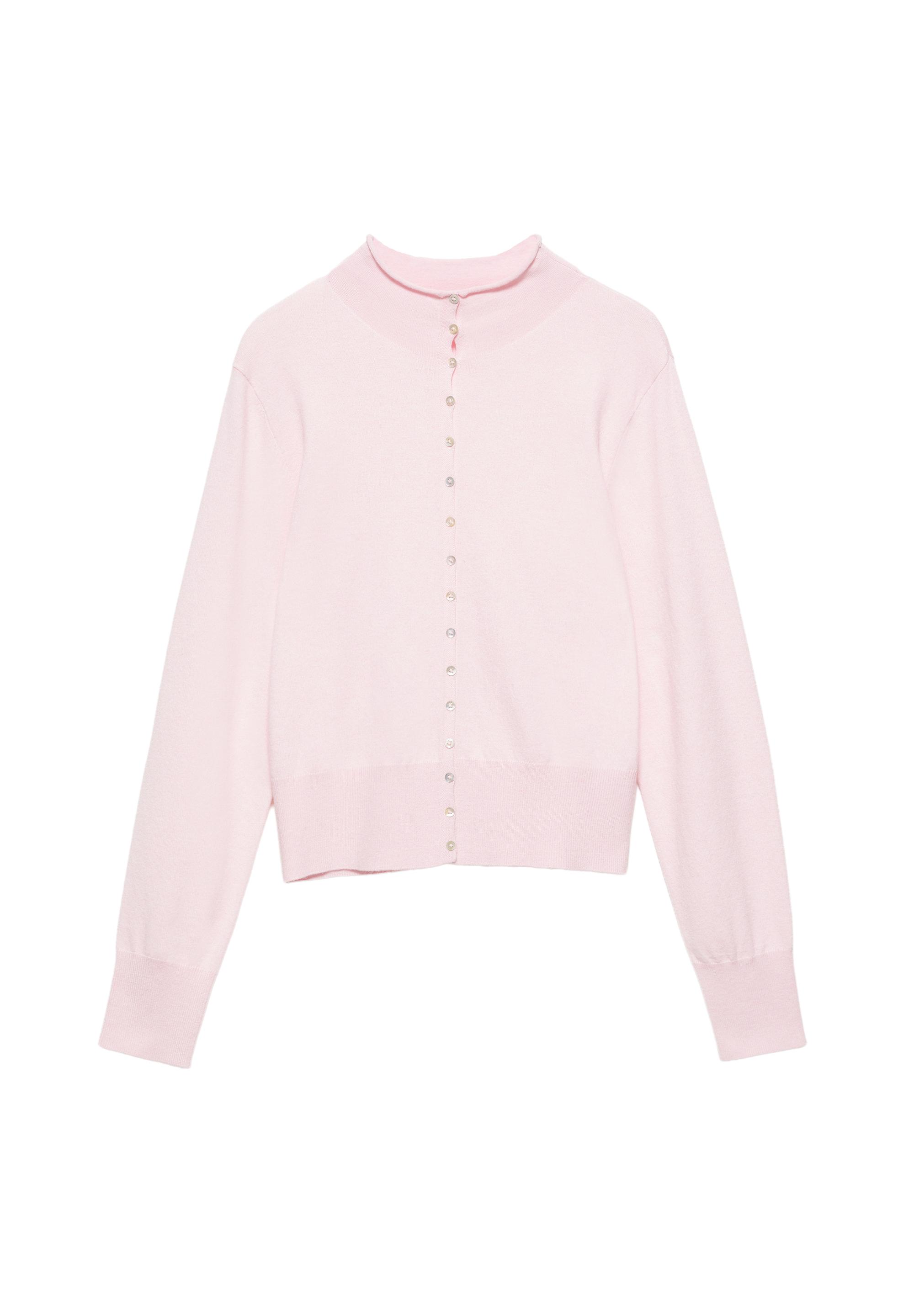 High-neck cardigan — Dusty pink