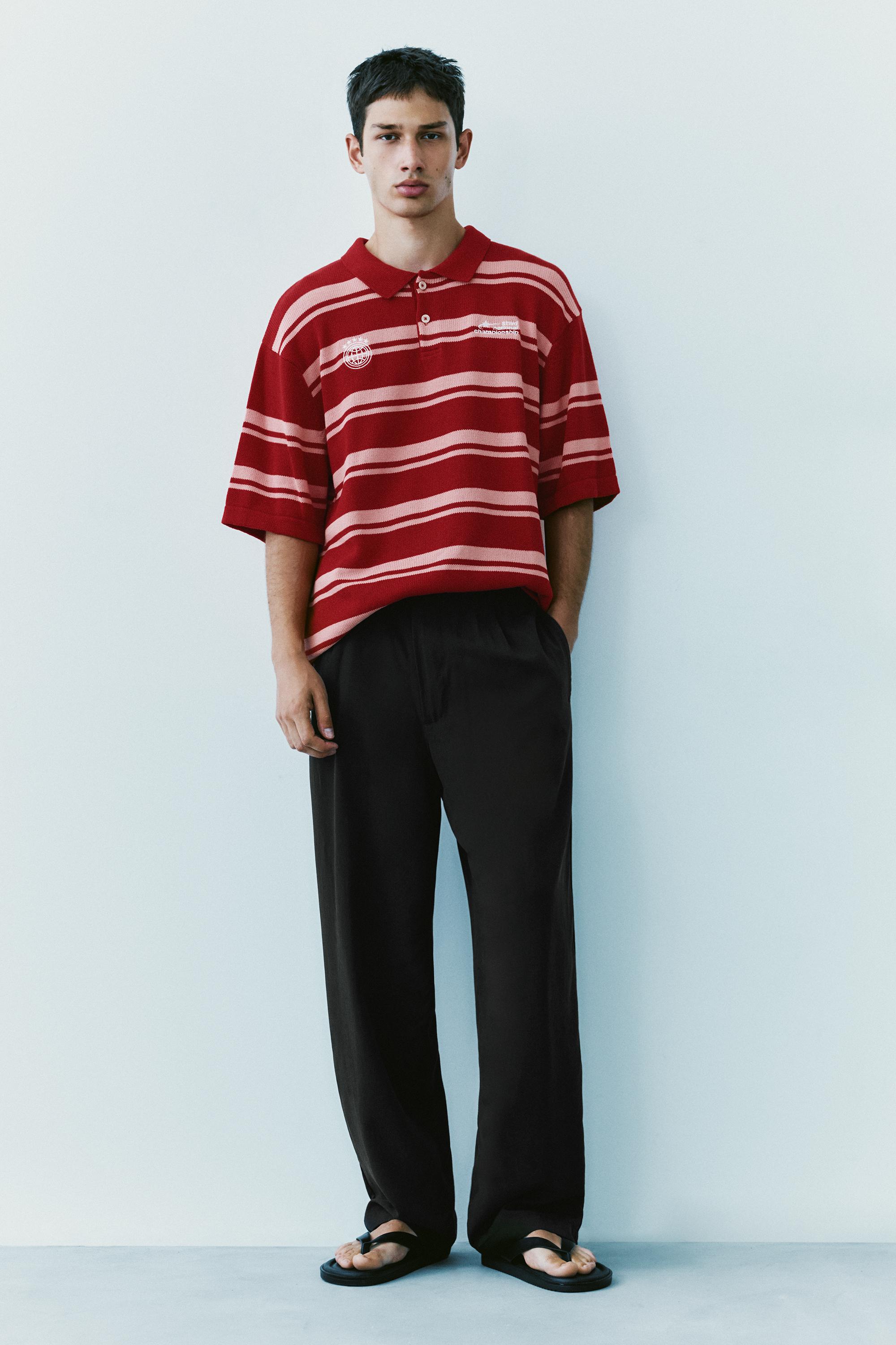 STWD striped knit polo shirt — Red