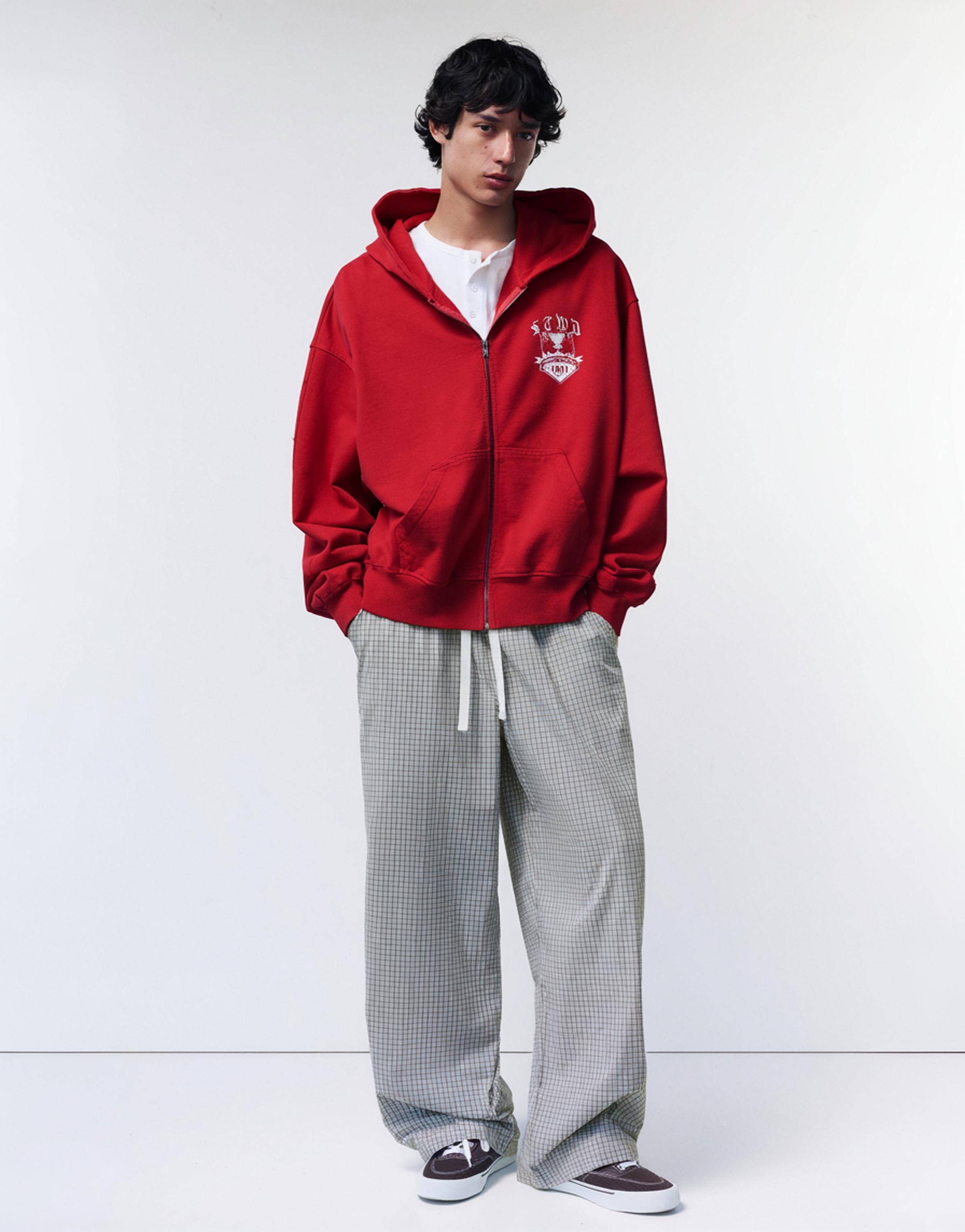 Checked jogging trousers — Blue/White