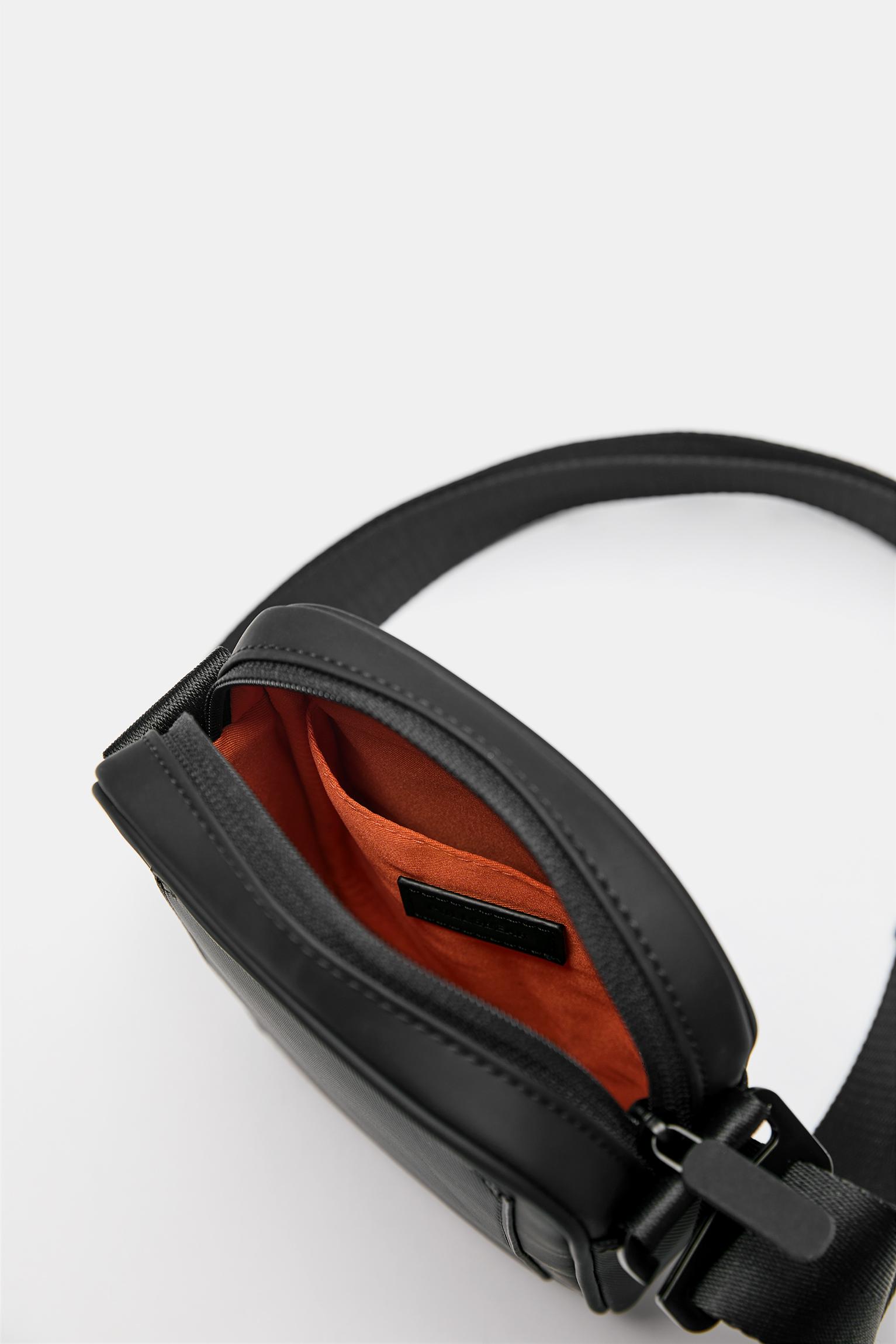 Rubberised crossbody bag — Black