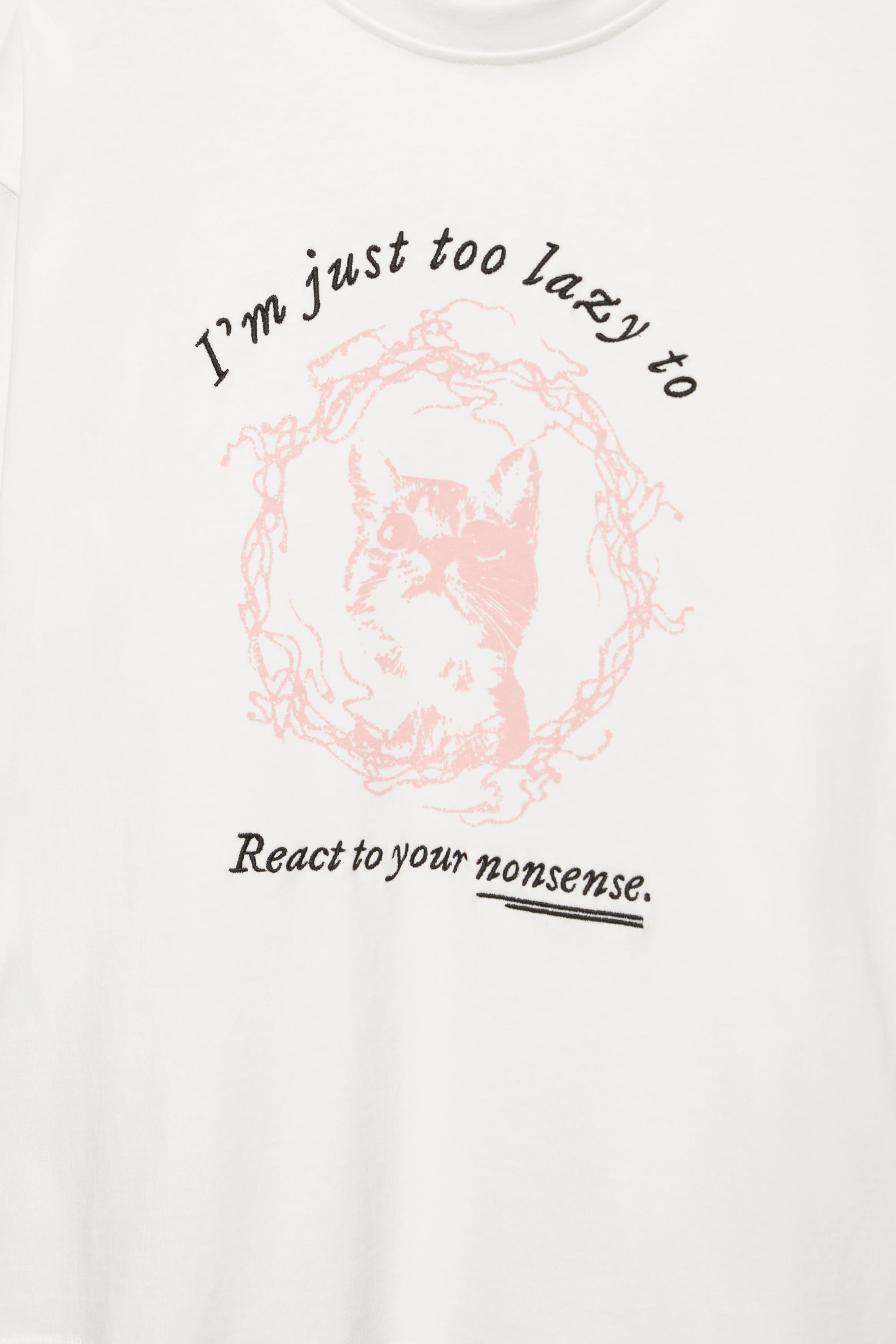 Kedi grafik baskılı t-shirt - Görsel 5