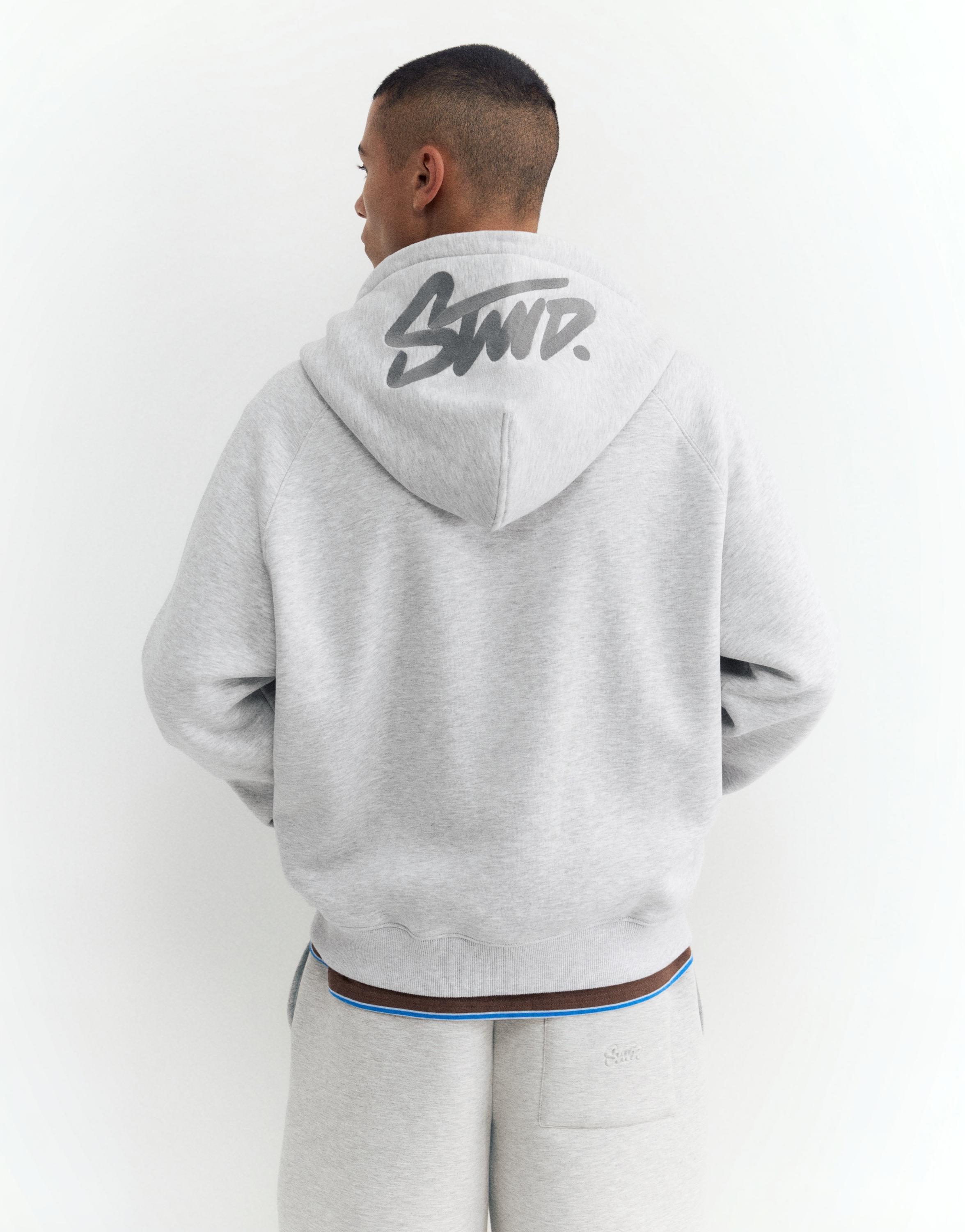 STWD zip-up hoodie — Grey marl