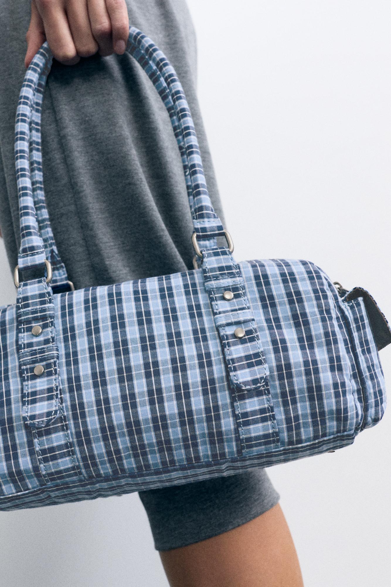 Check shoulder bag — Blue