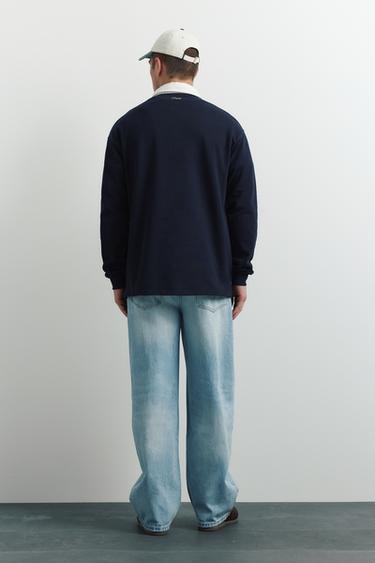 Long sleeve striped polo shirt — Navy 2