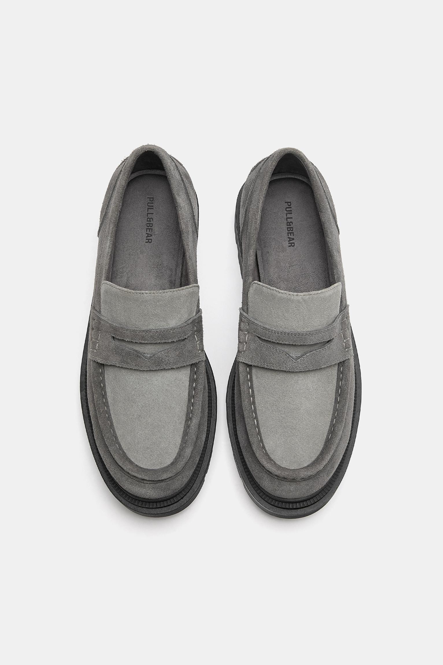 Chunky leather loafers — Grey