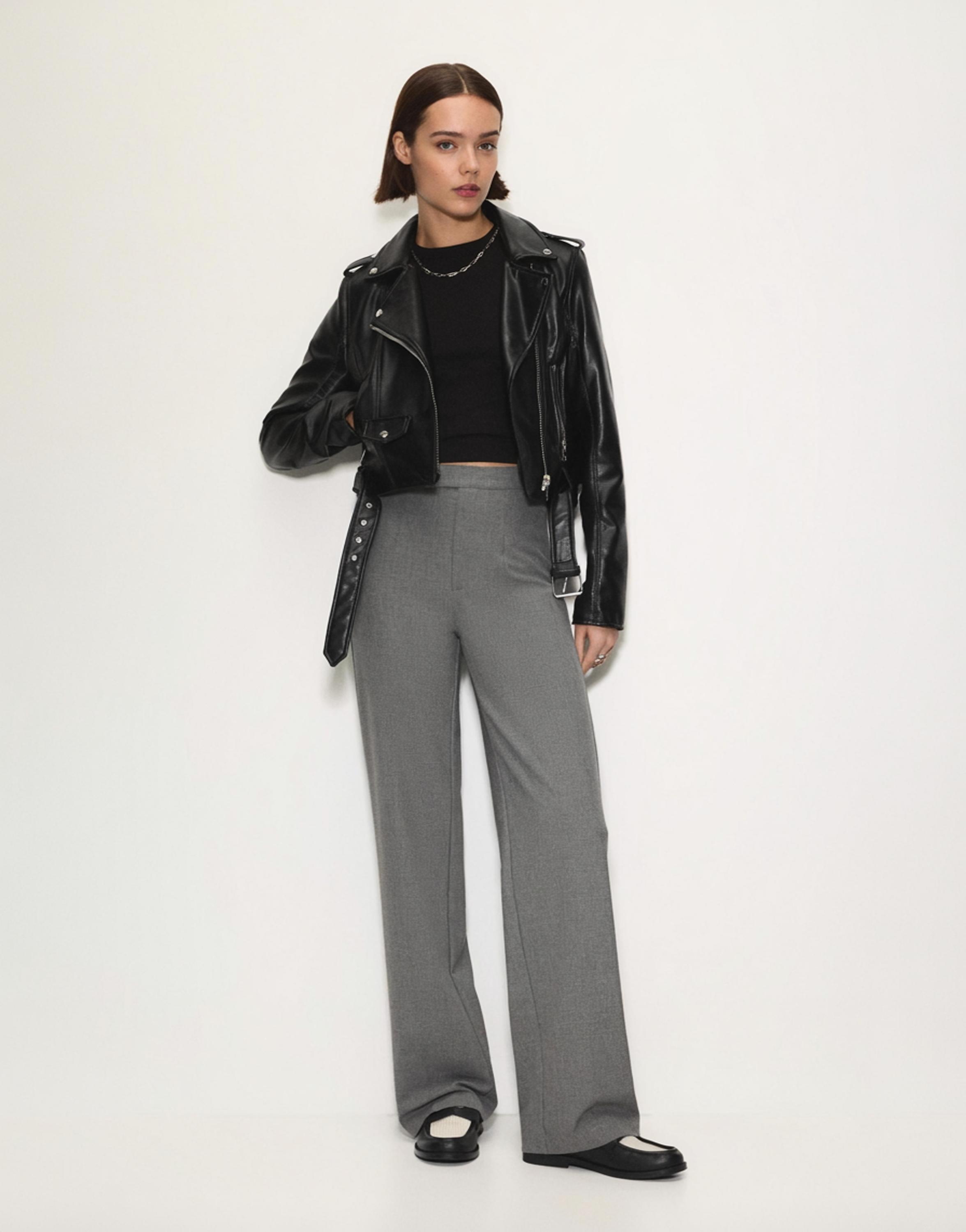 Straight-leg darted trousers — Medium grey