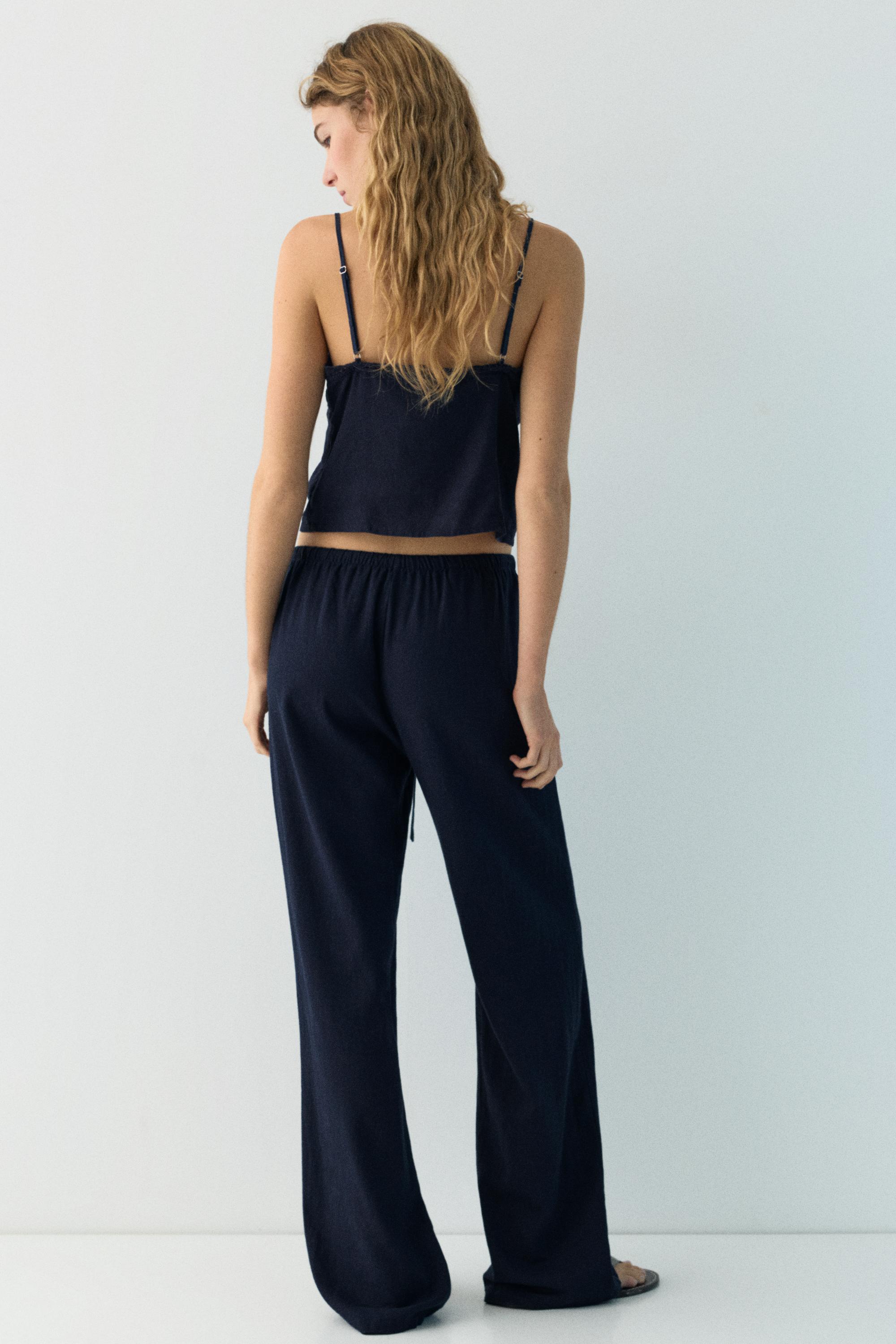 Linen blend joggers — Navy