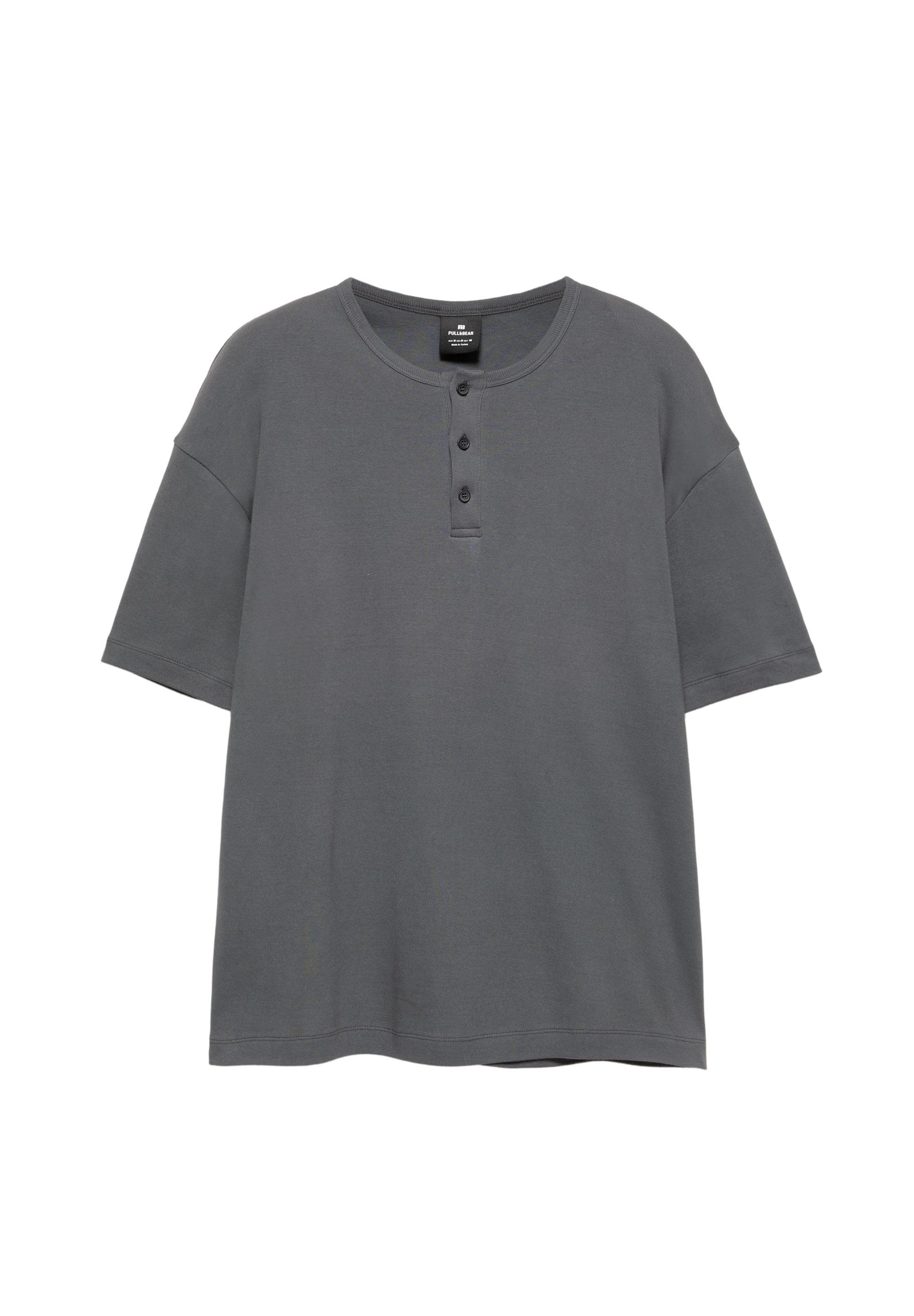Basic Henley T-shirt — Anthracite grey