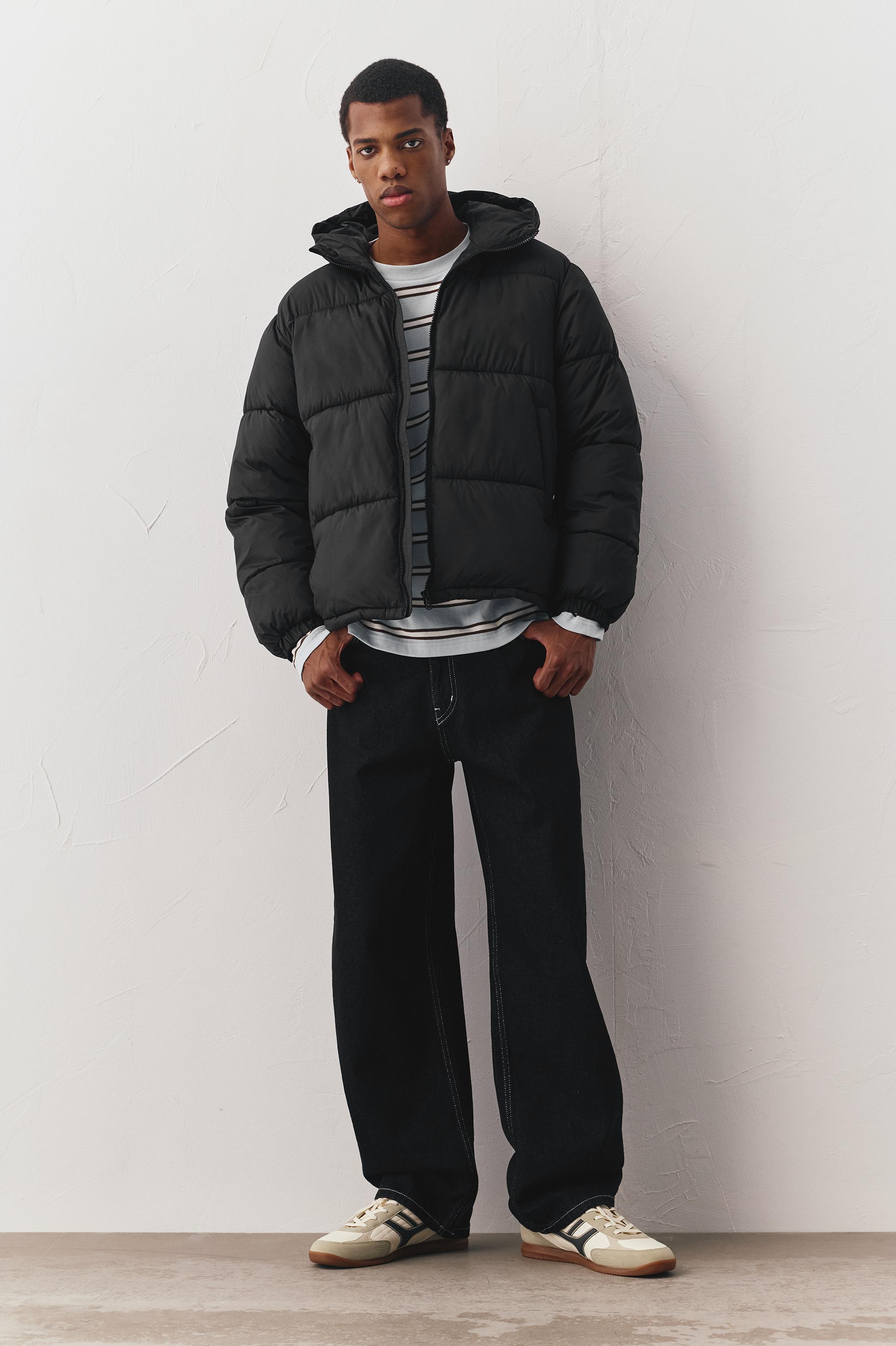 Padded jacket with hood — Black