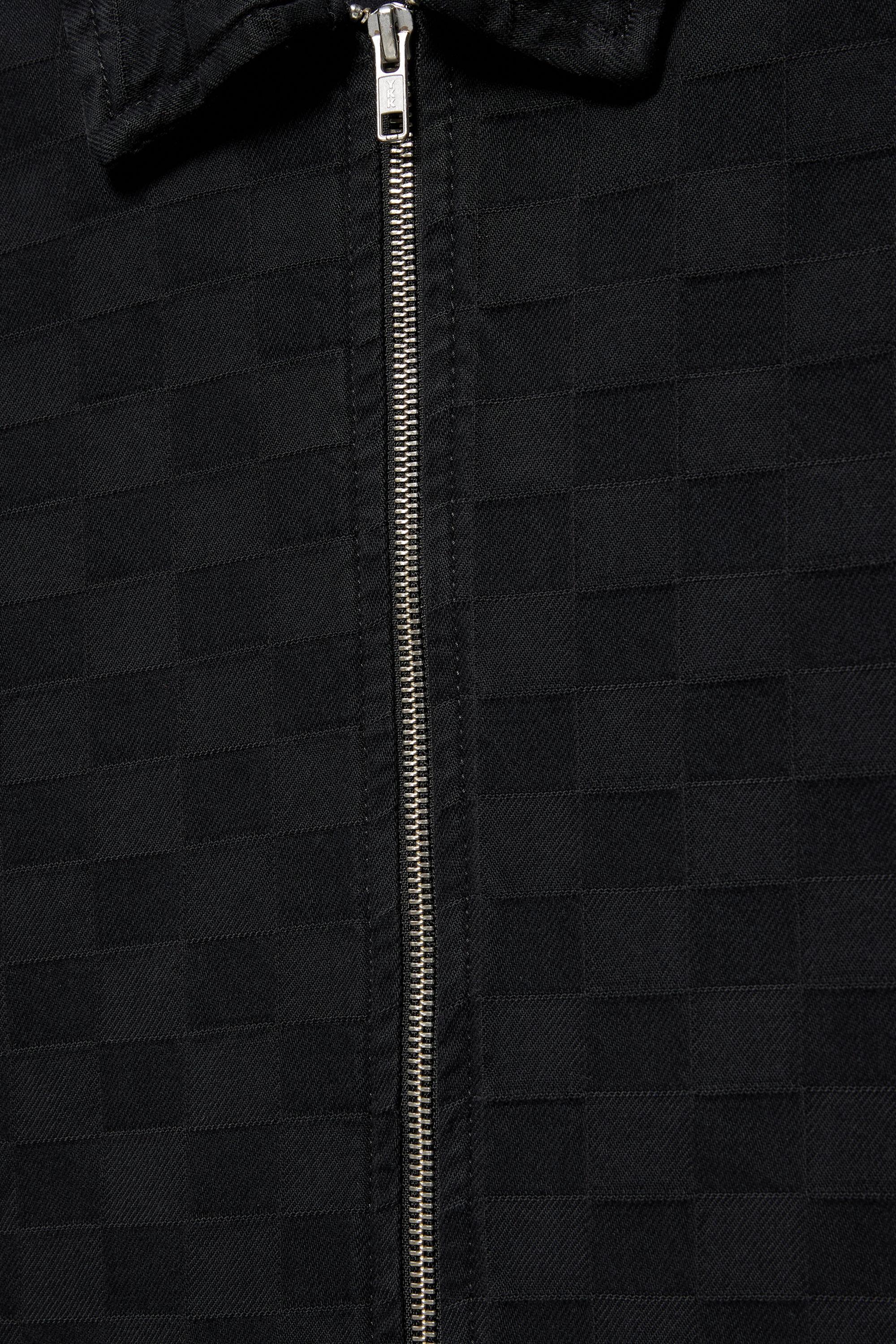 Short sleeve zip check shirt — Black