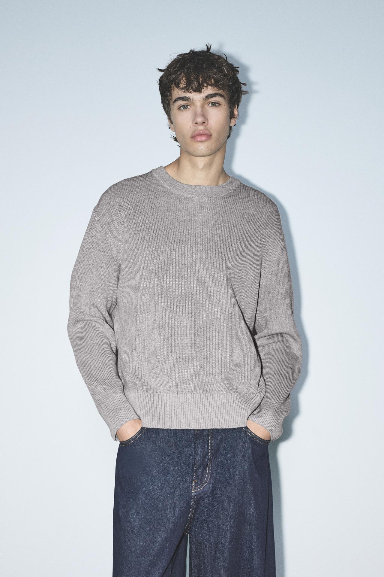 Basic knit jumper — Medium grey