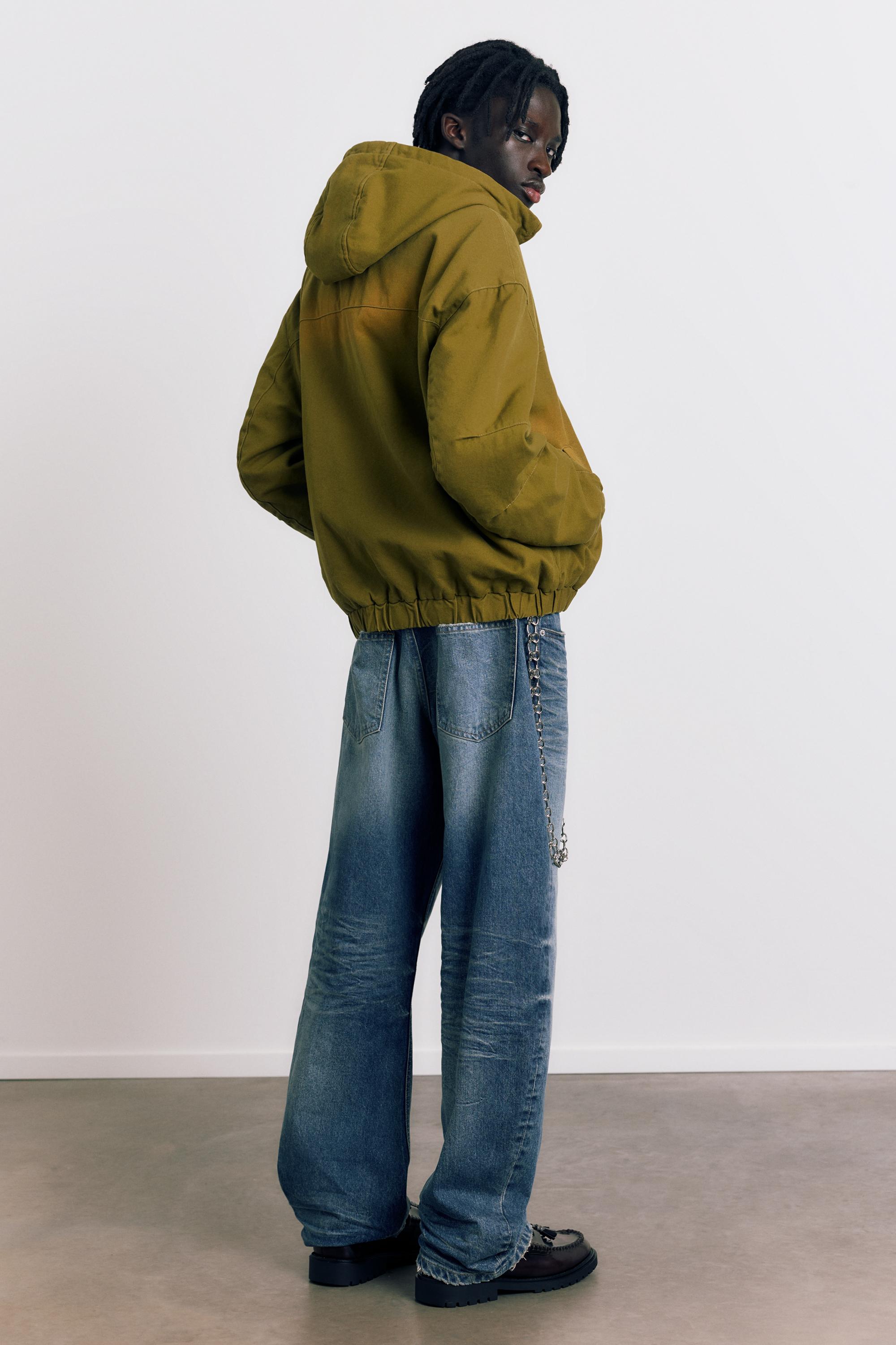Hooded jacket with faded detail — Green