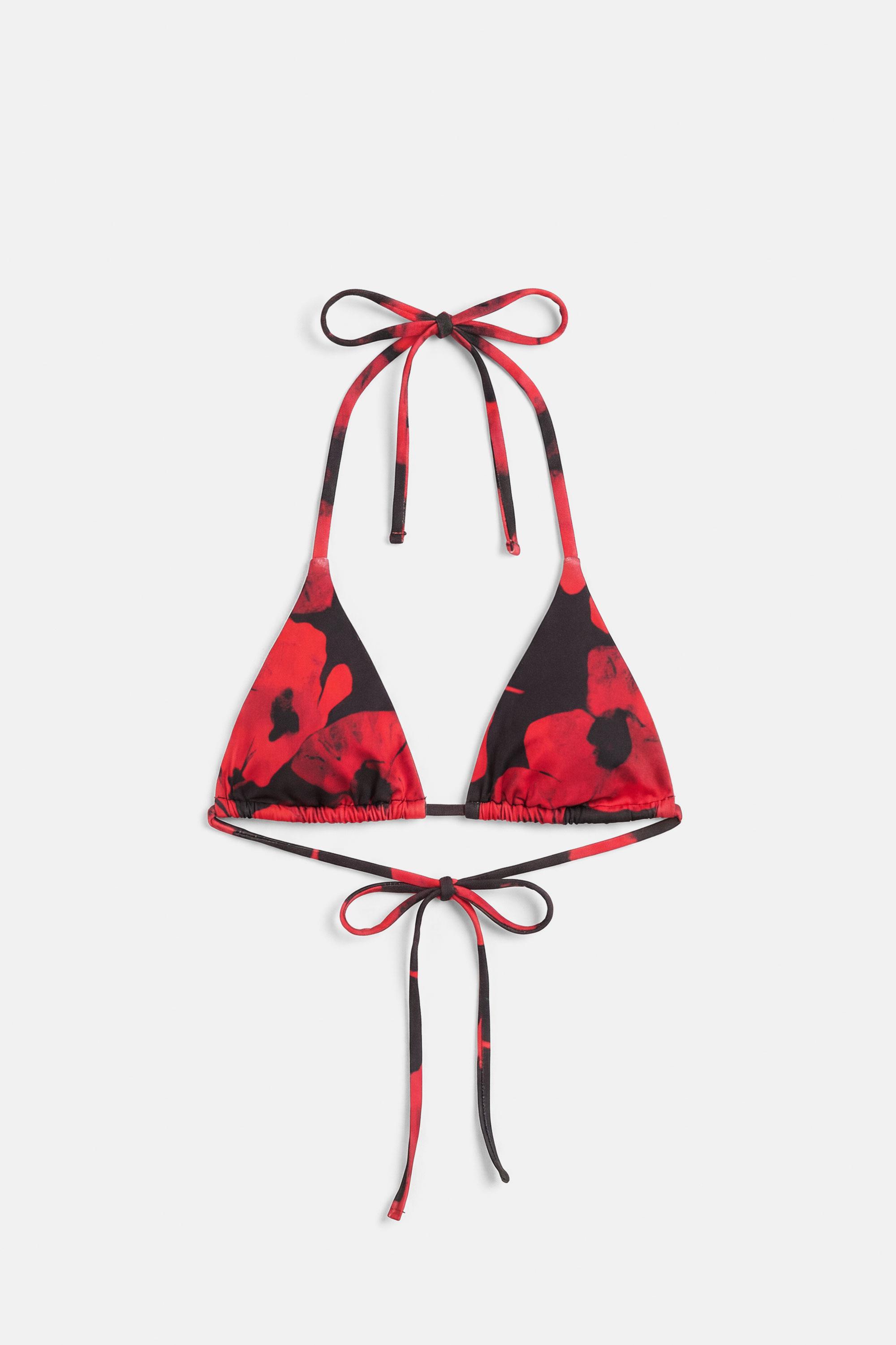 Floral bikini top — Red