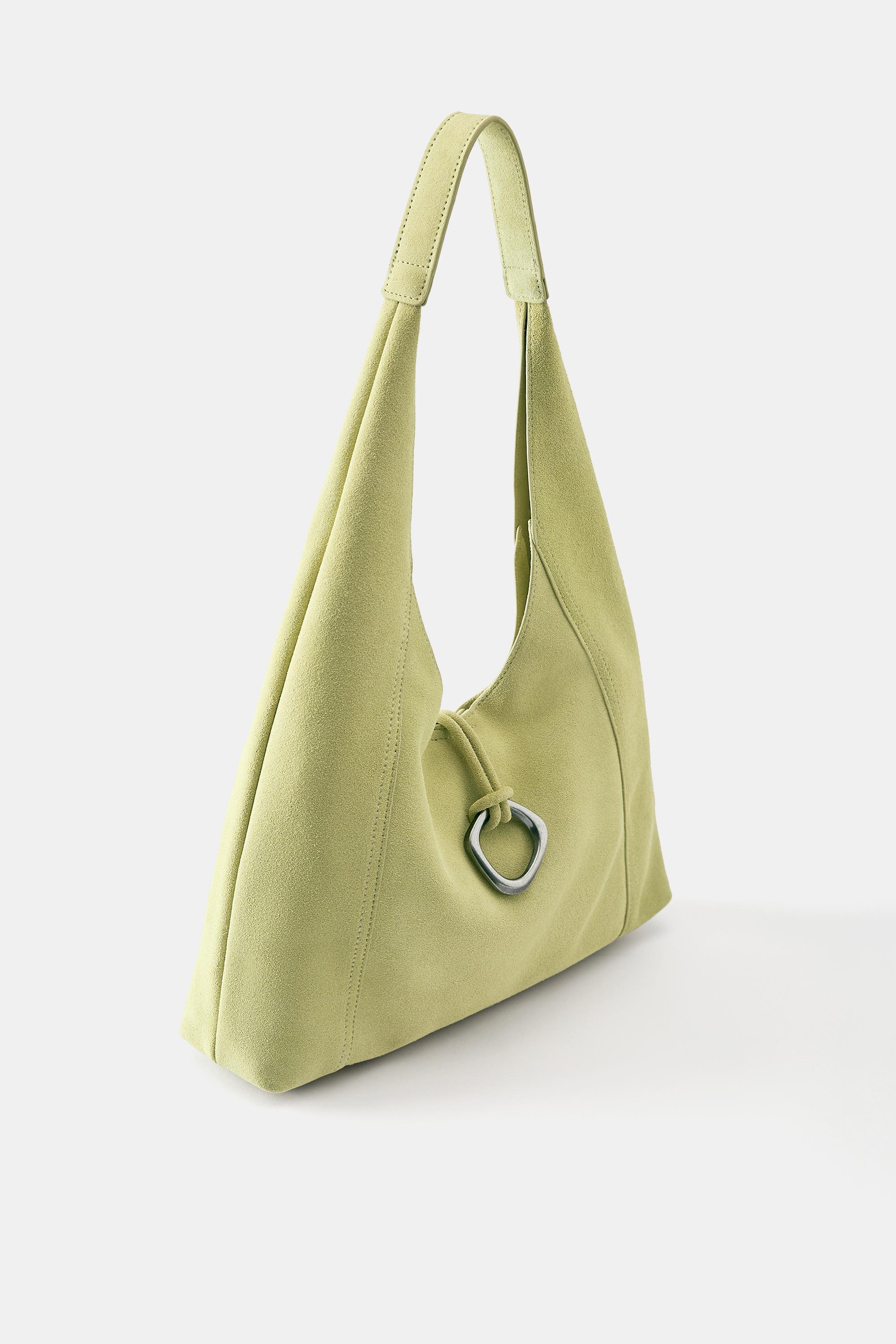 Leather ring shopper bag — Green
