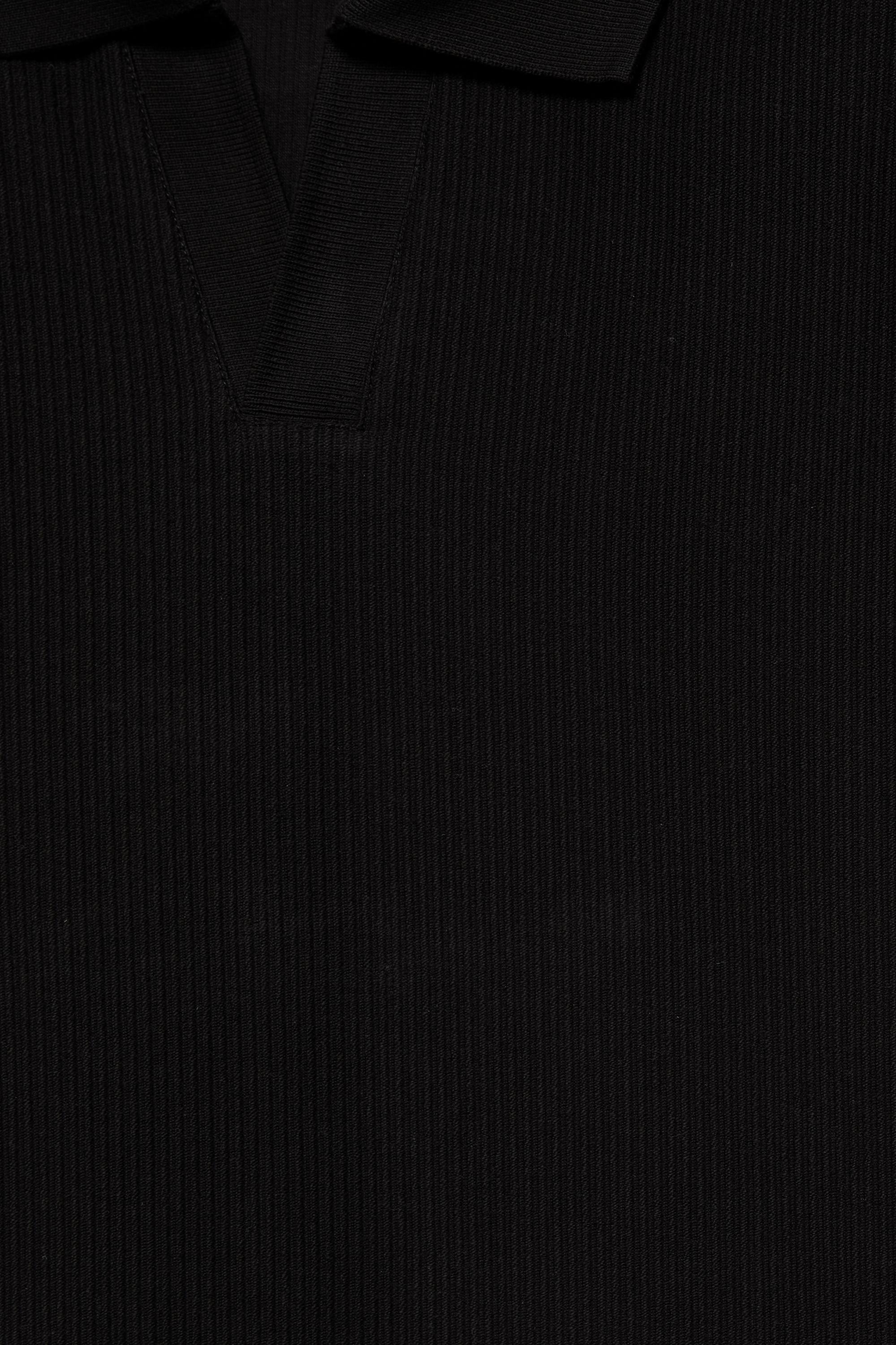 Textured short sleeve polo shirt — Black
