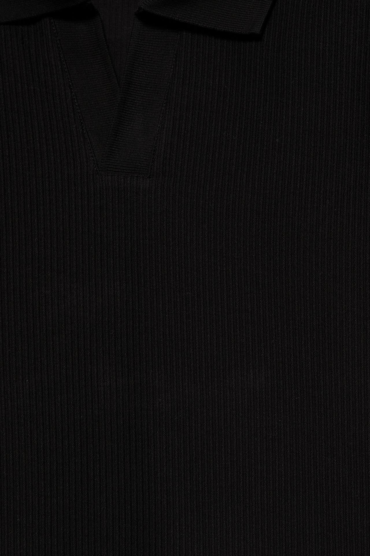 Textured short sleeve polo shirt — Black