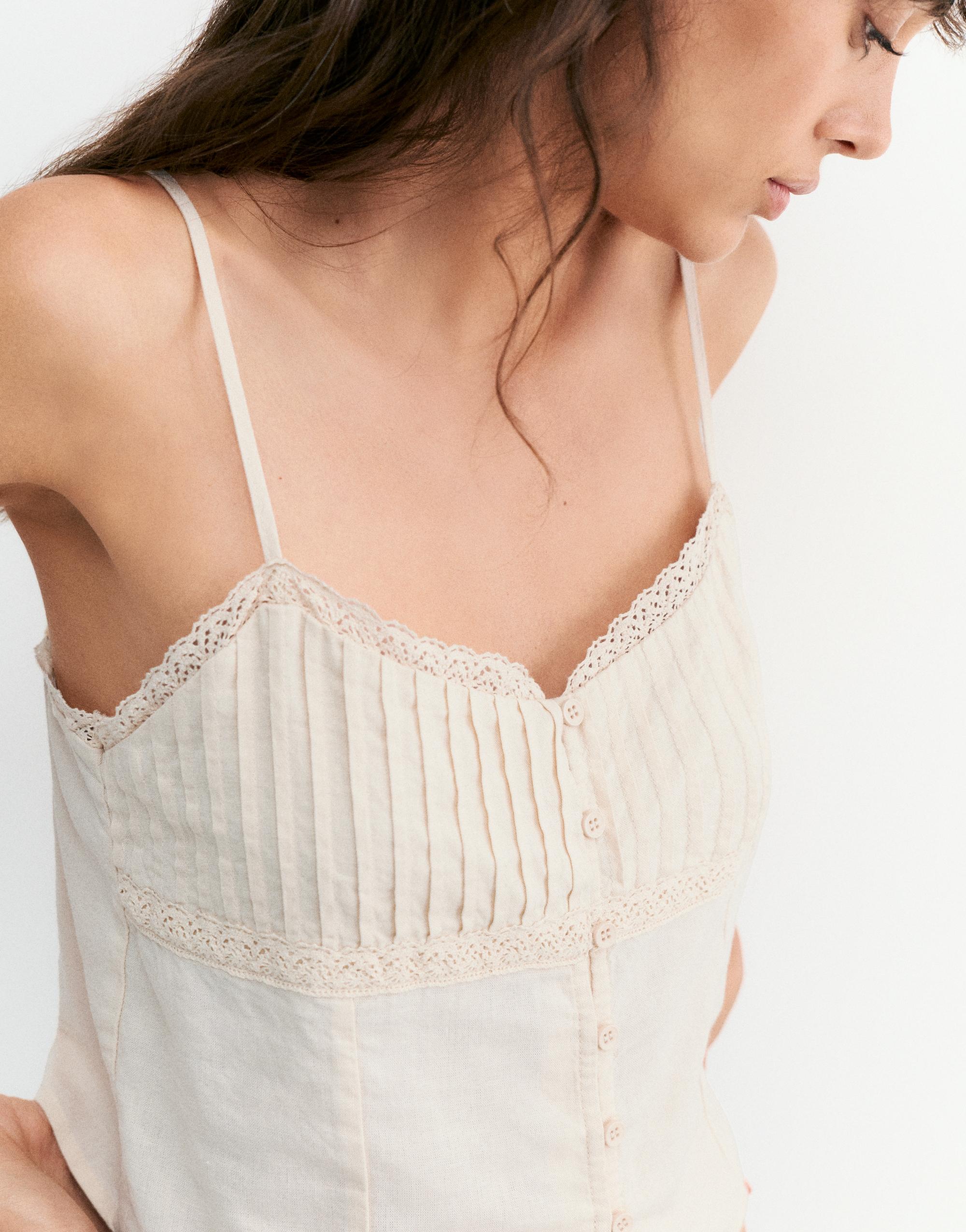 Linen blend camisole top — Sand