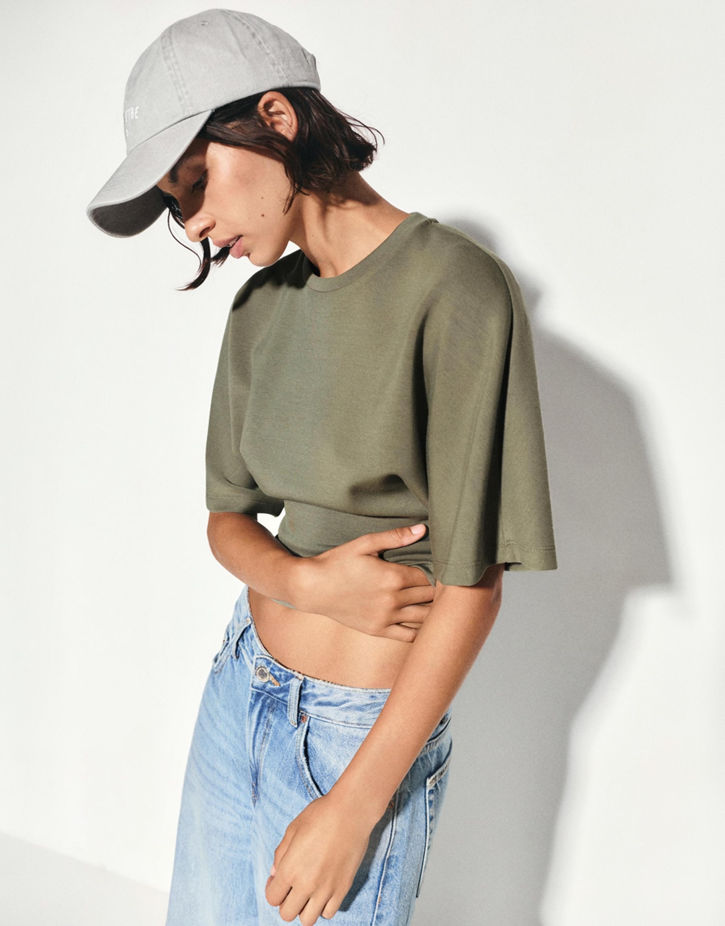 Modal batwing sleeve T-shirt — Khaki