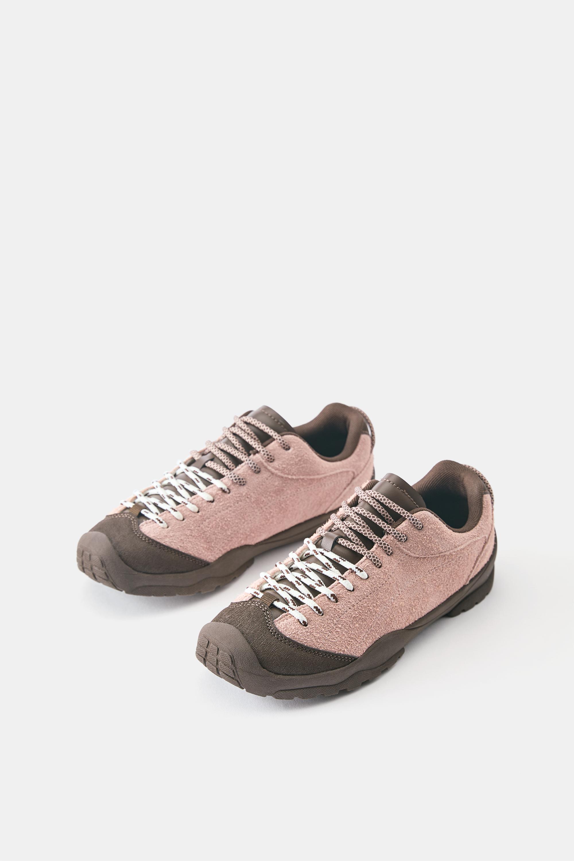 Leather trekking trainers — Pink