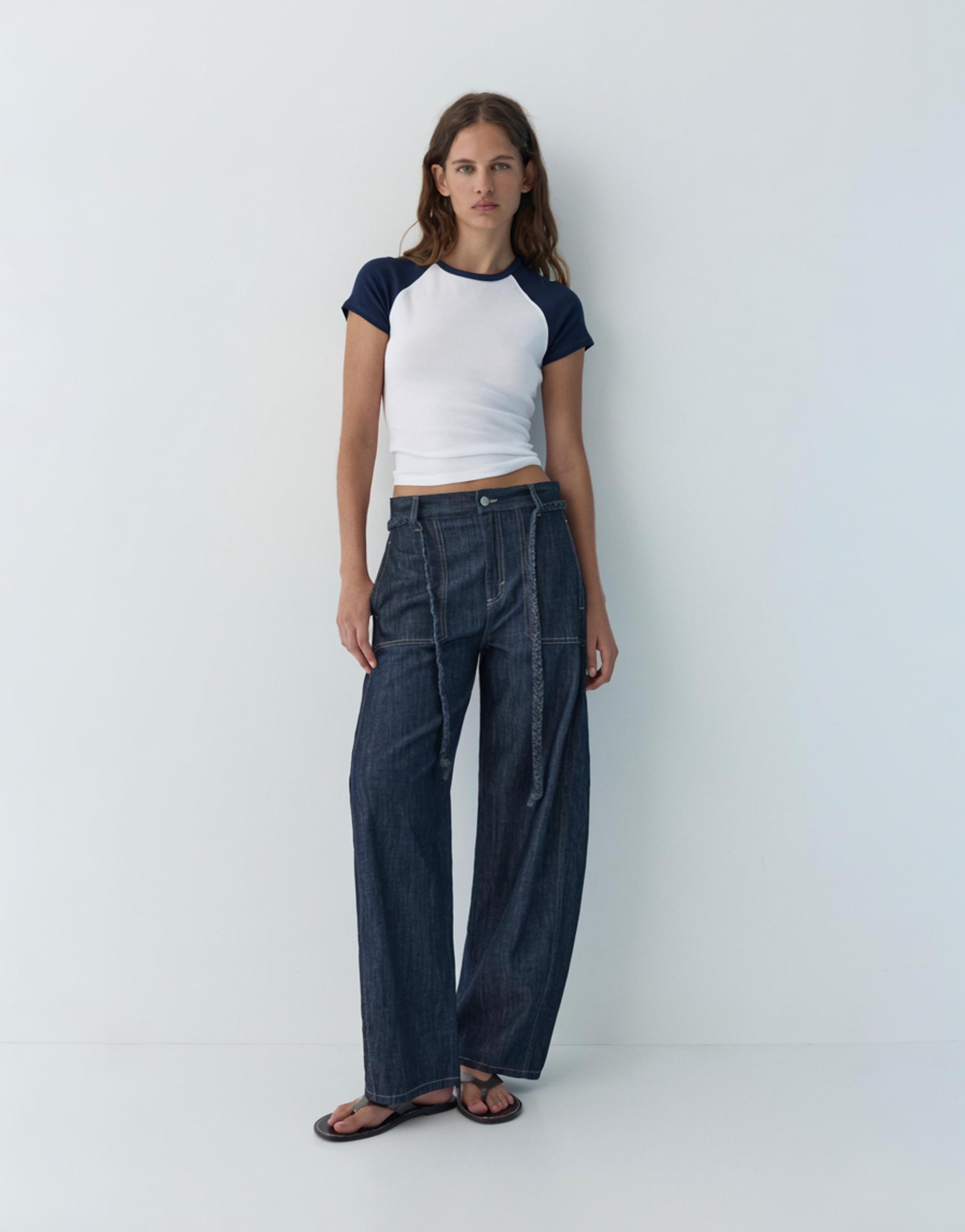 Balloon jeans with drawstring — Navy