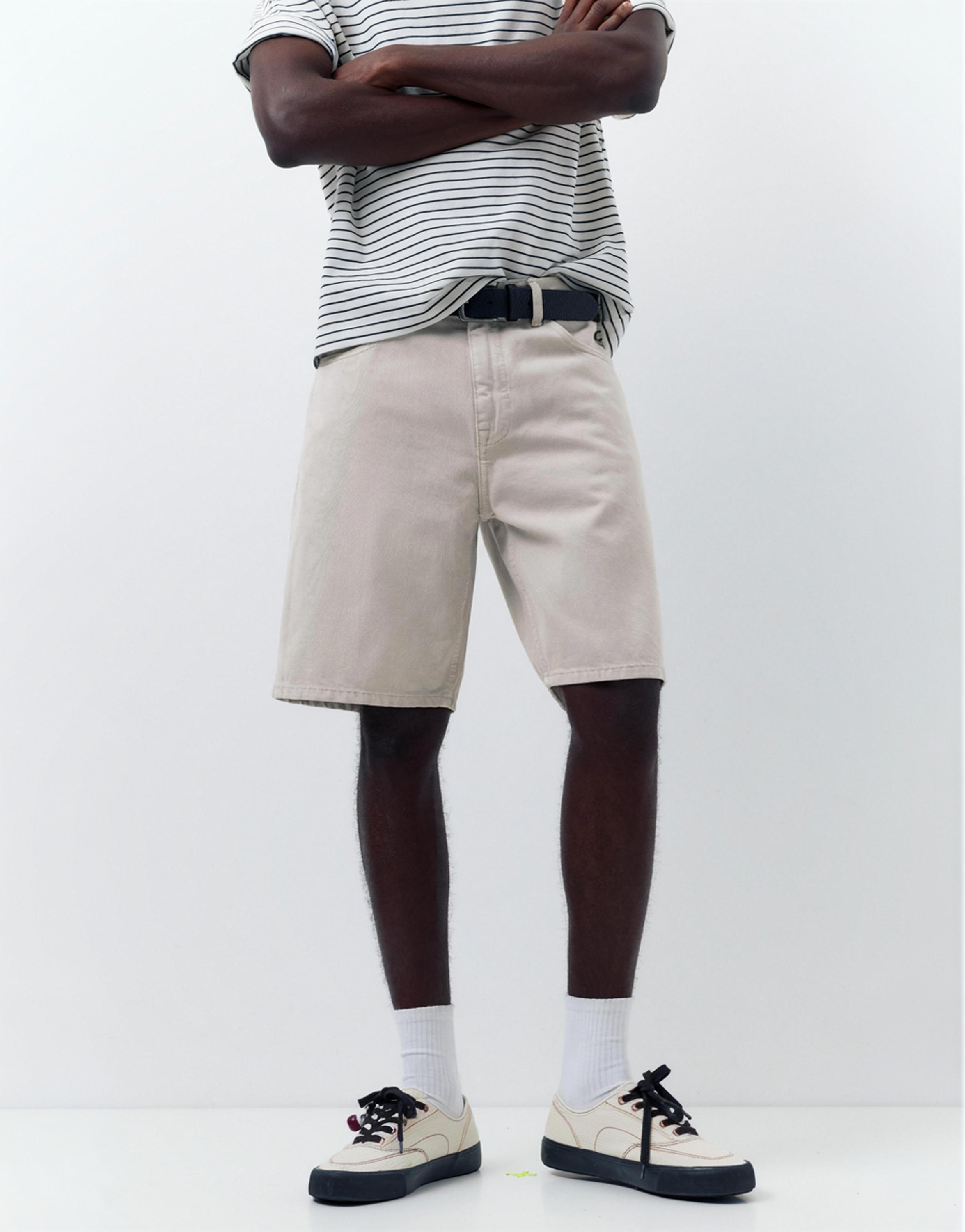 Standard denim Bermuda shorts — Pale grey